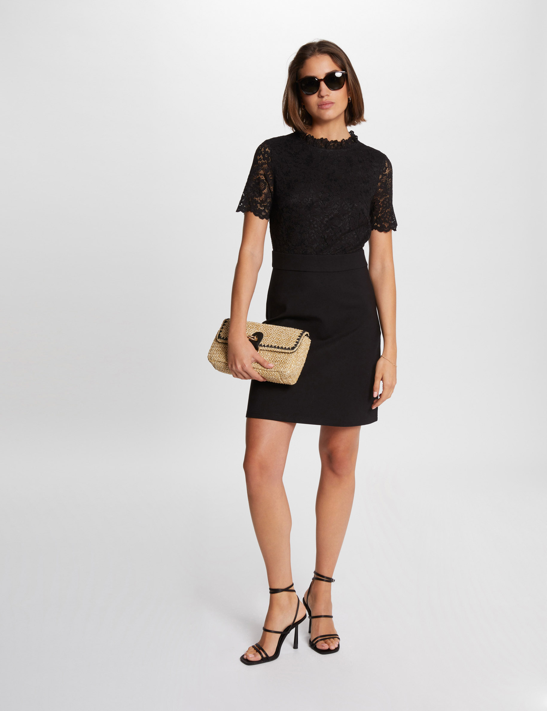 Fitted mini lace dress black women