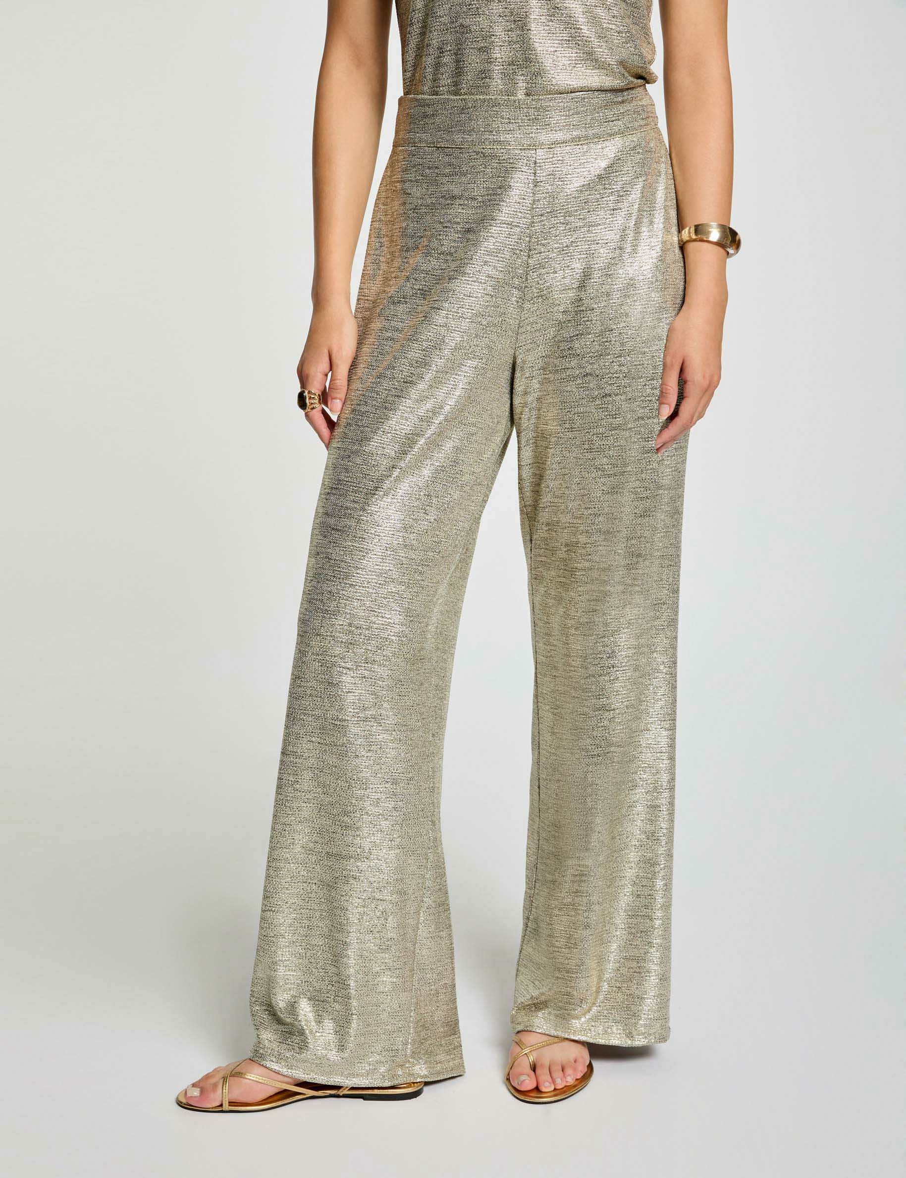 Metallised wide leg trousers gold women