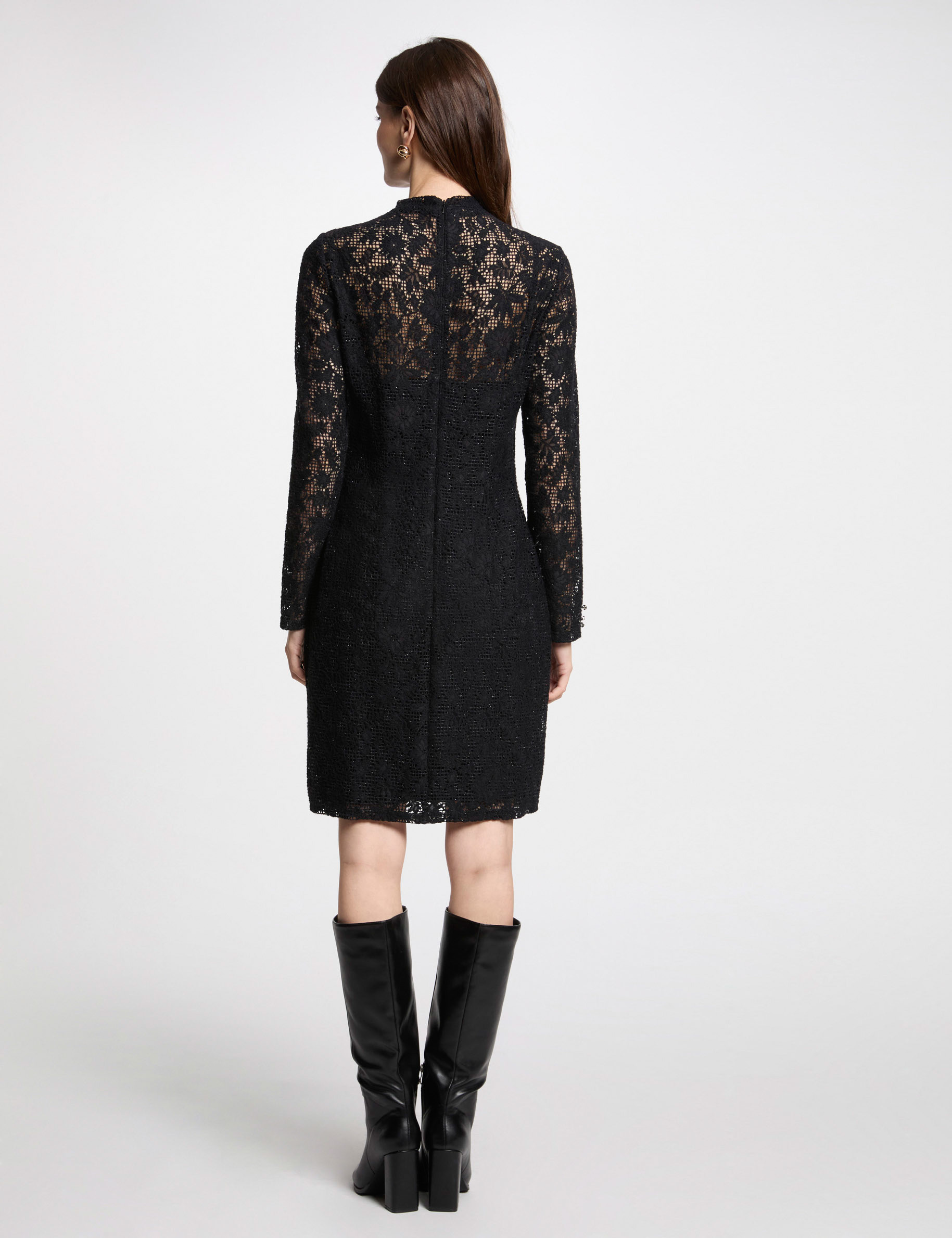 Lace mini tight dress black women