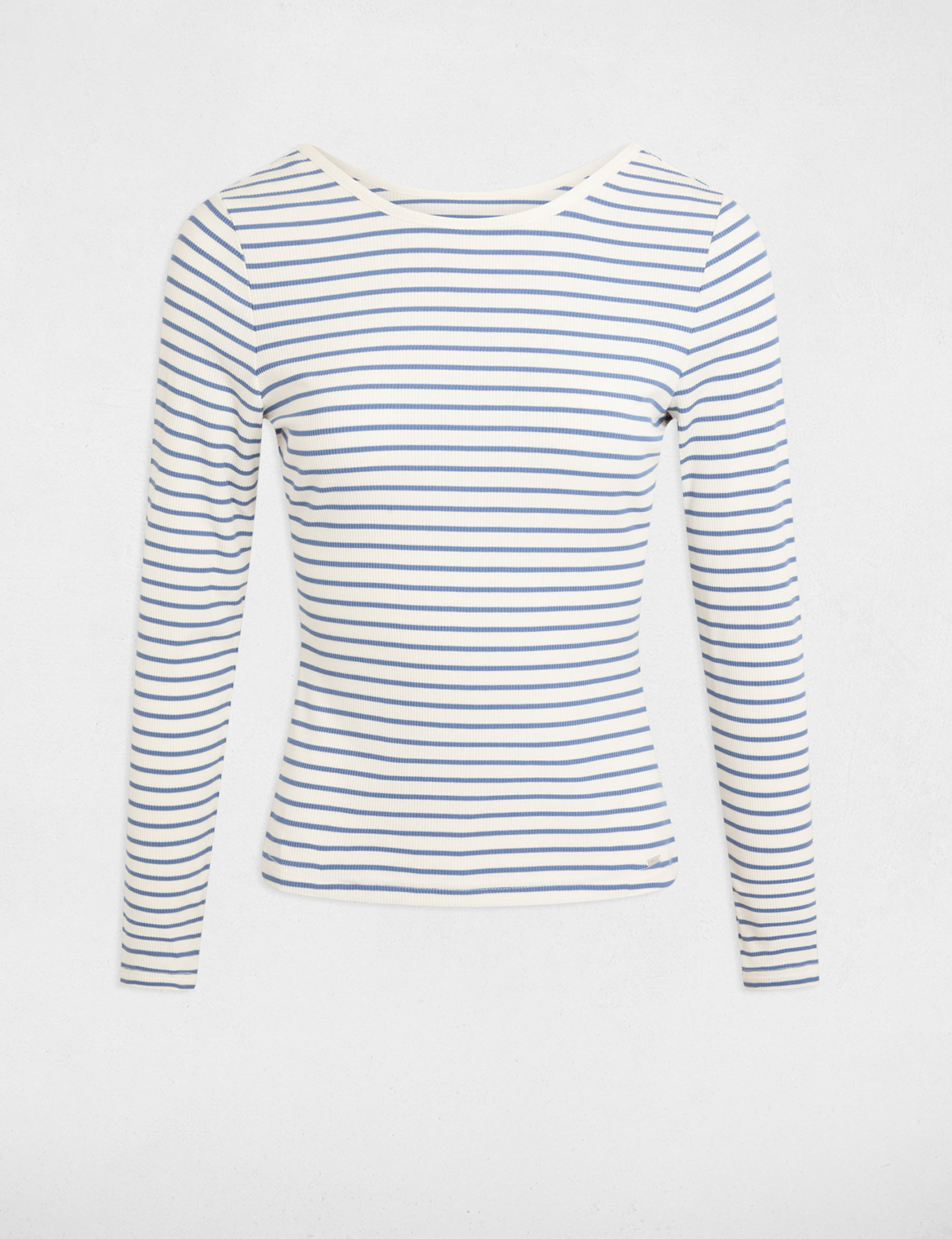 Striped long-sleeved t-shirt white women