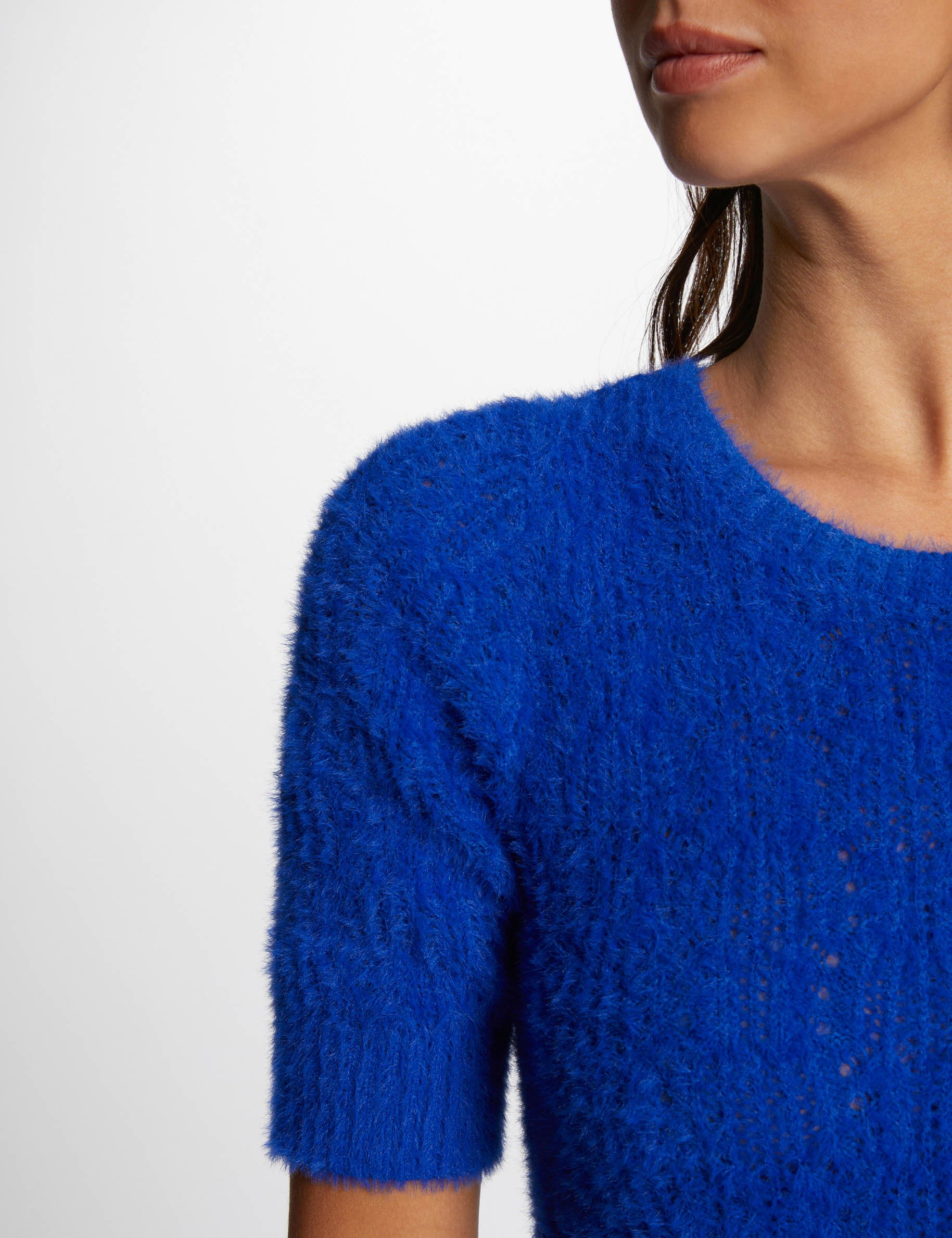 Short-sleeved openwork jumper electric blue women