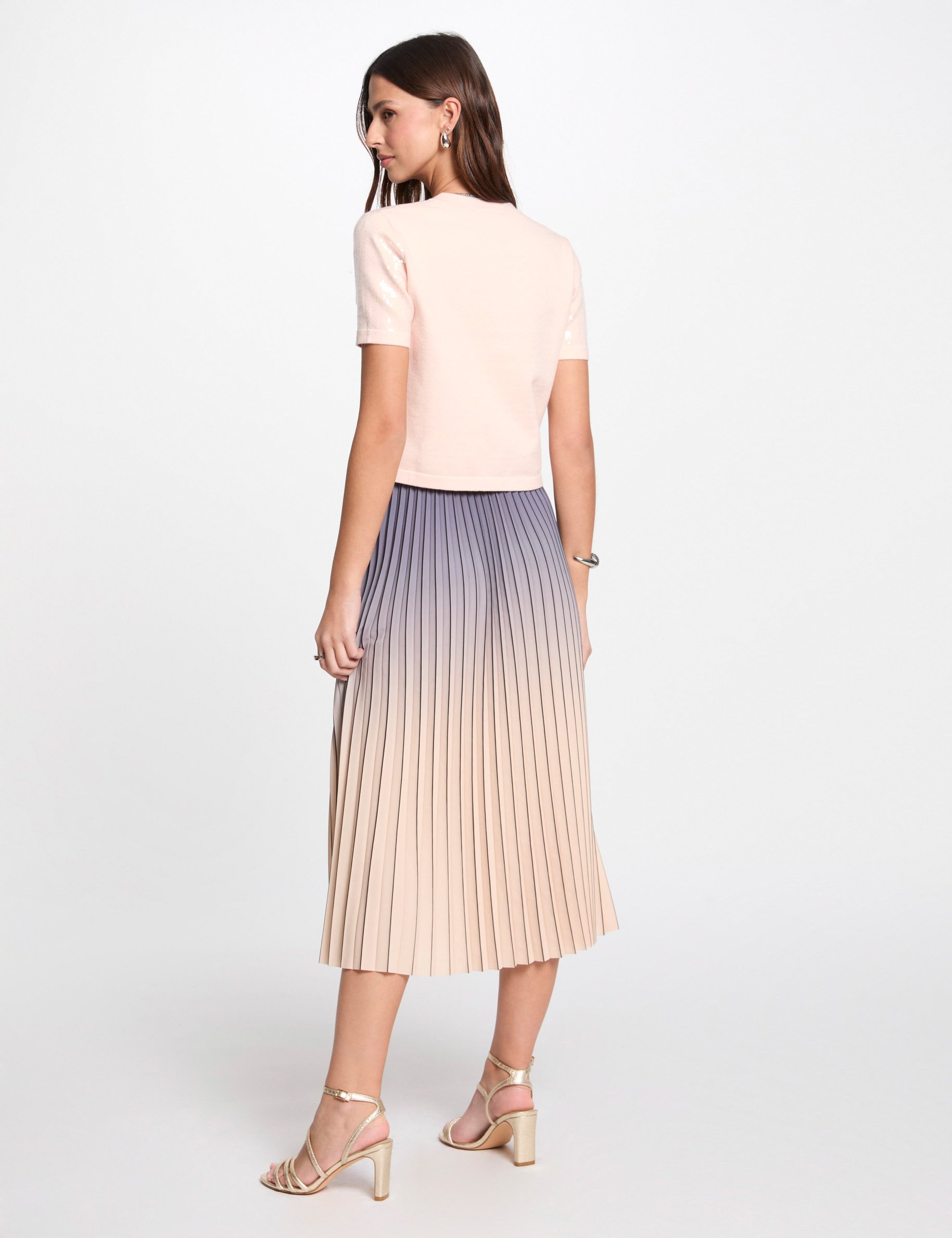 Maxi pleated skirt light pink women