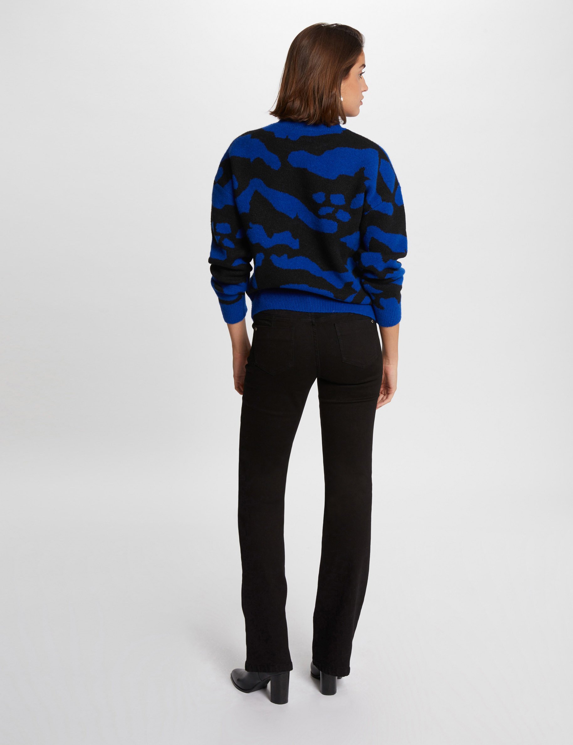 Printed jumper high collar electric blue women