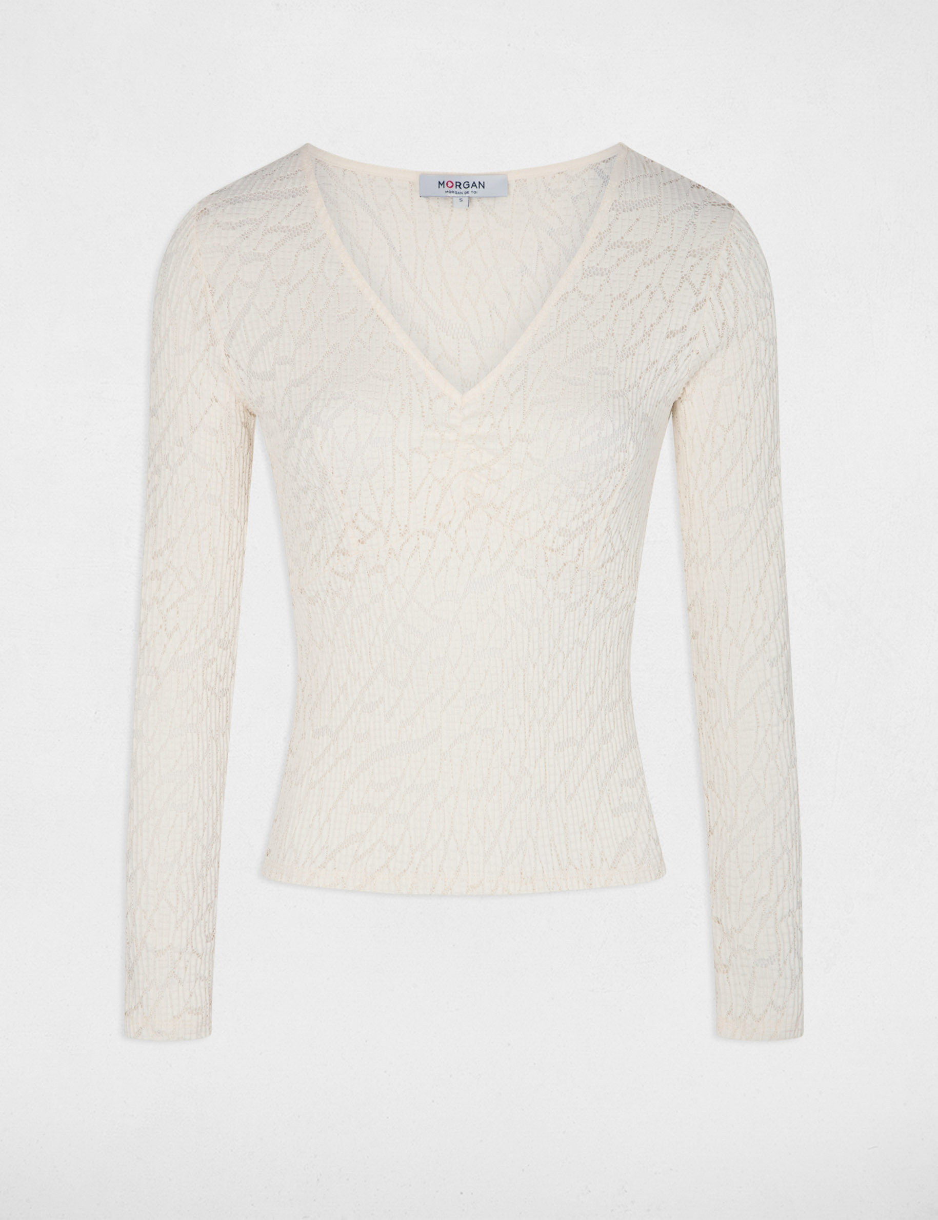 Long-sleeved t-shirt ivory ladies'