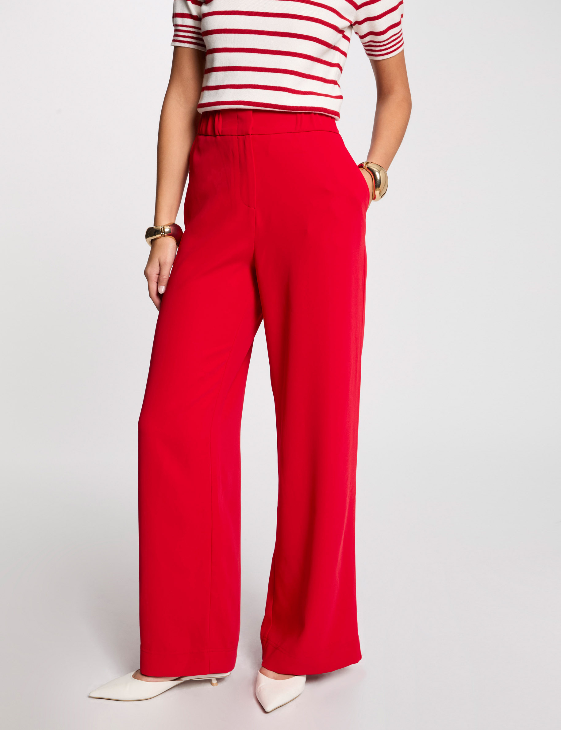 Wide leg trousers red women