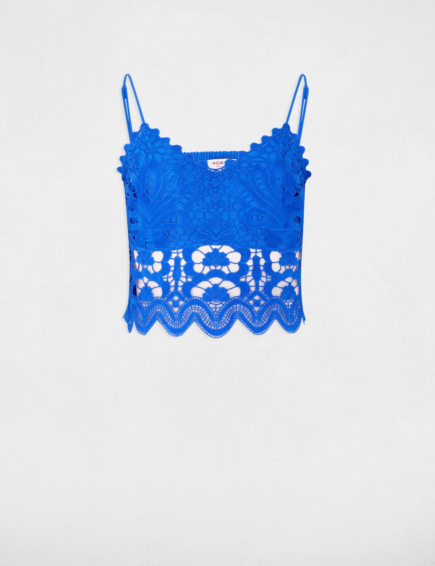 Crop top thin straps electric blue women