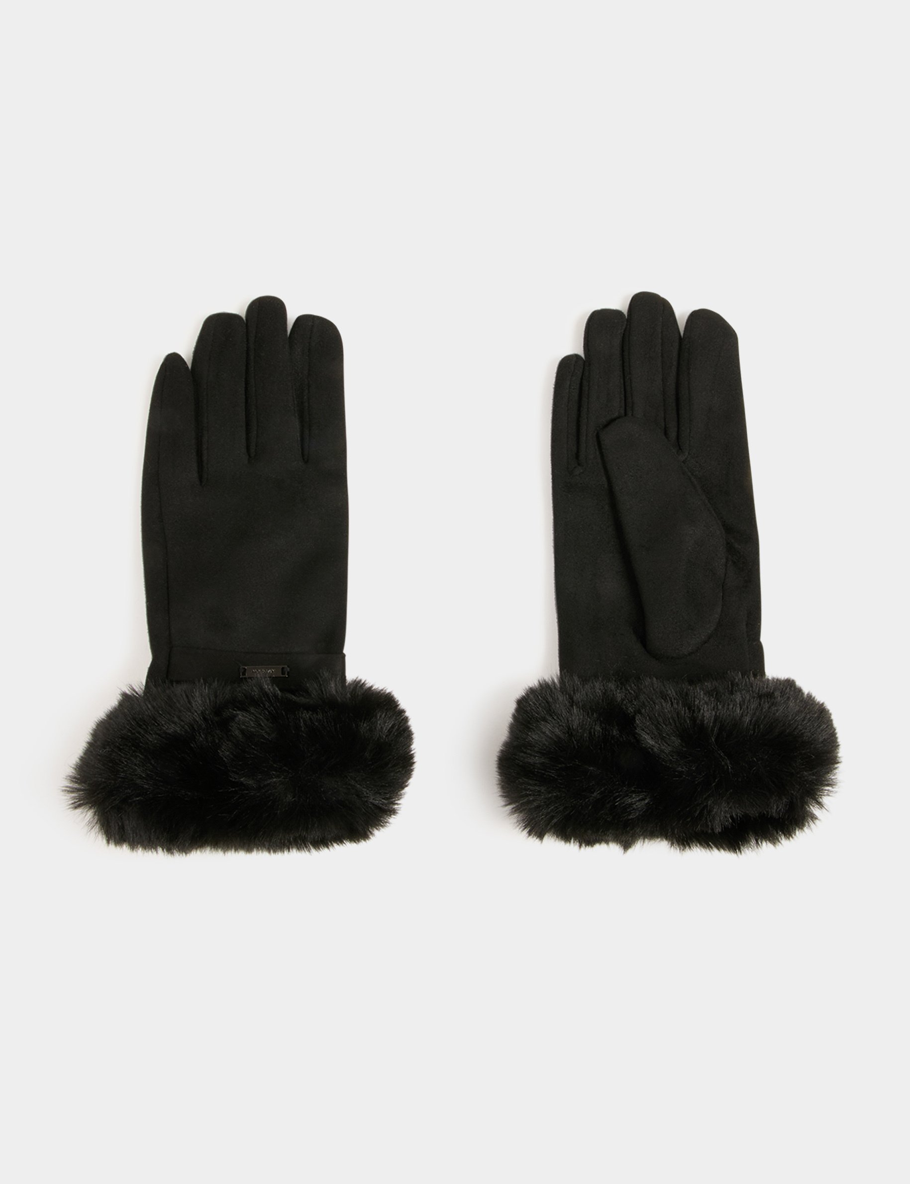 Gloves faux fur details black women