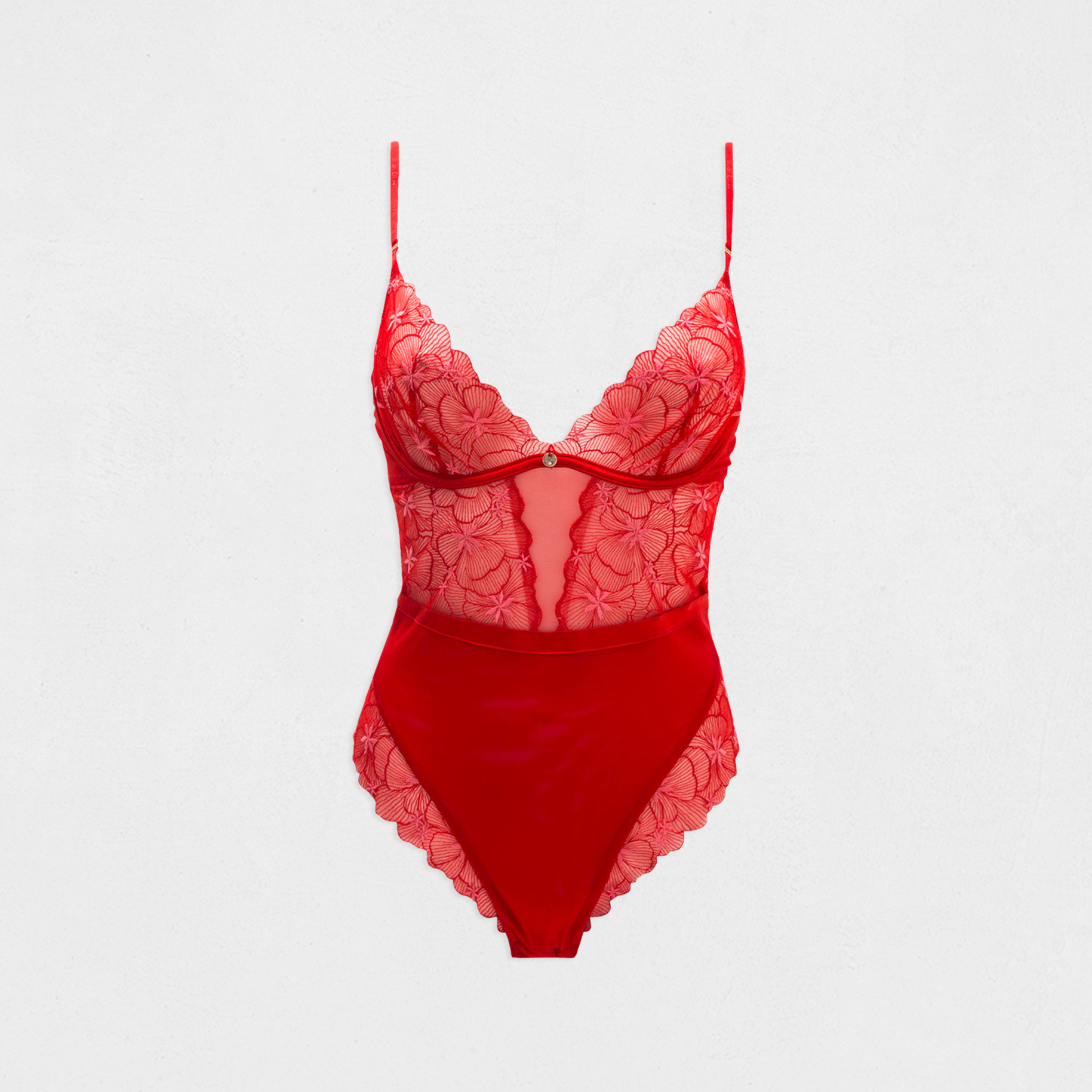 Lace bodysuit red women