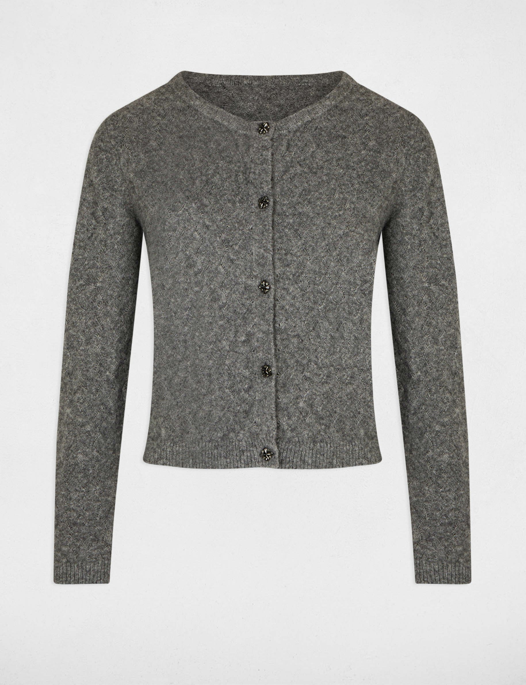 Long-sleeved cardigan anthracite grey women