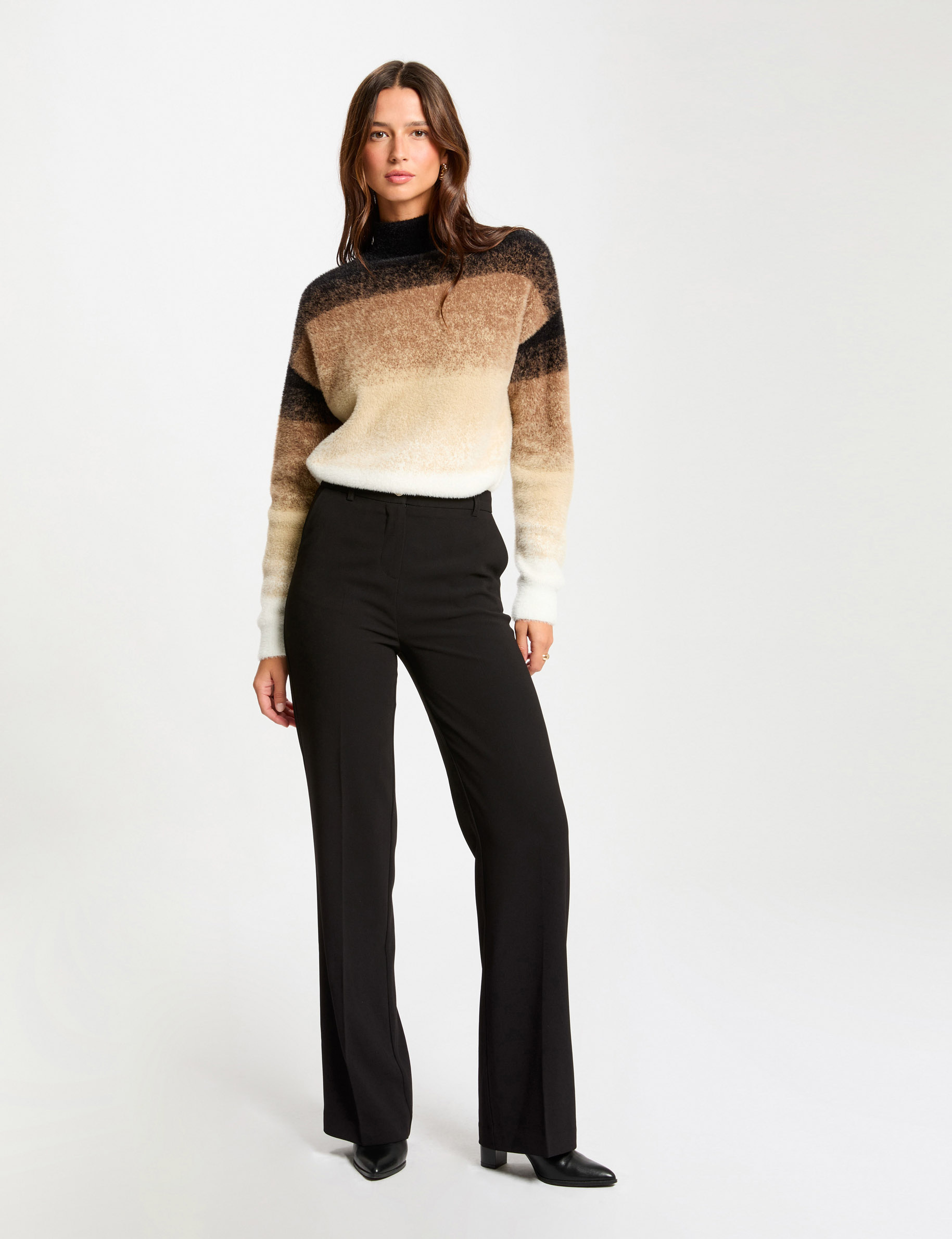 Wide leg trousers with darts black women