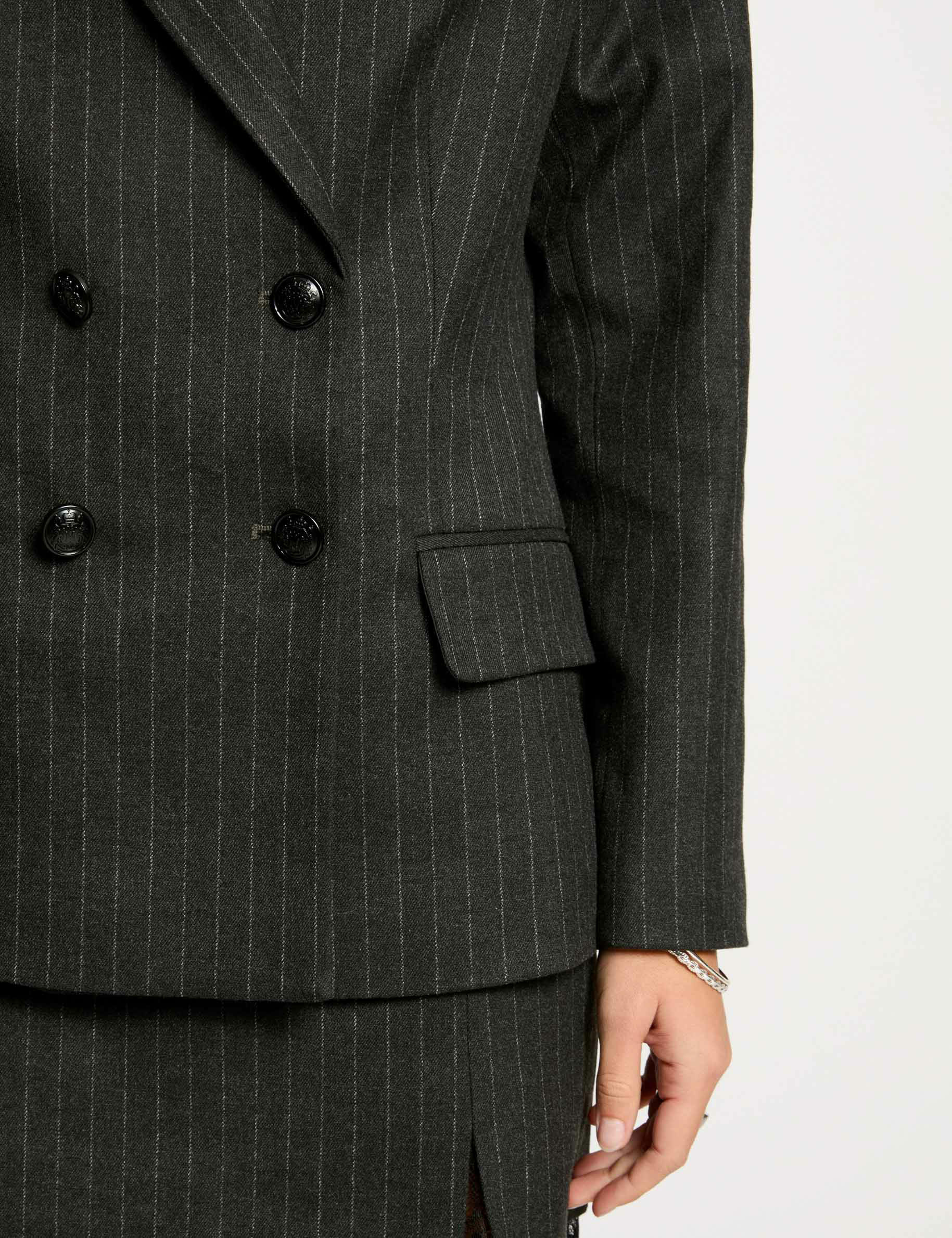 Blazer with stripes anthracite grey women