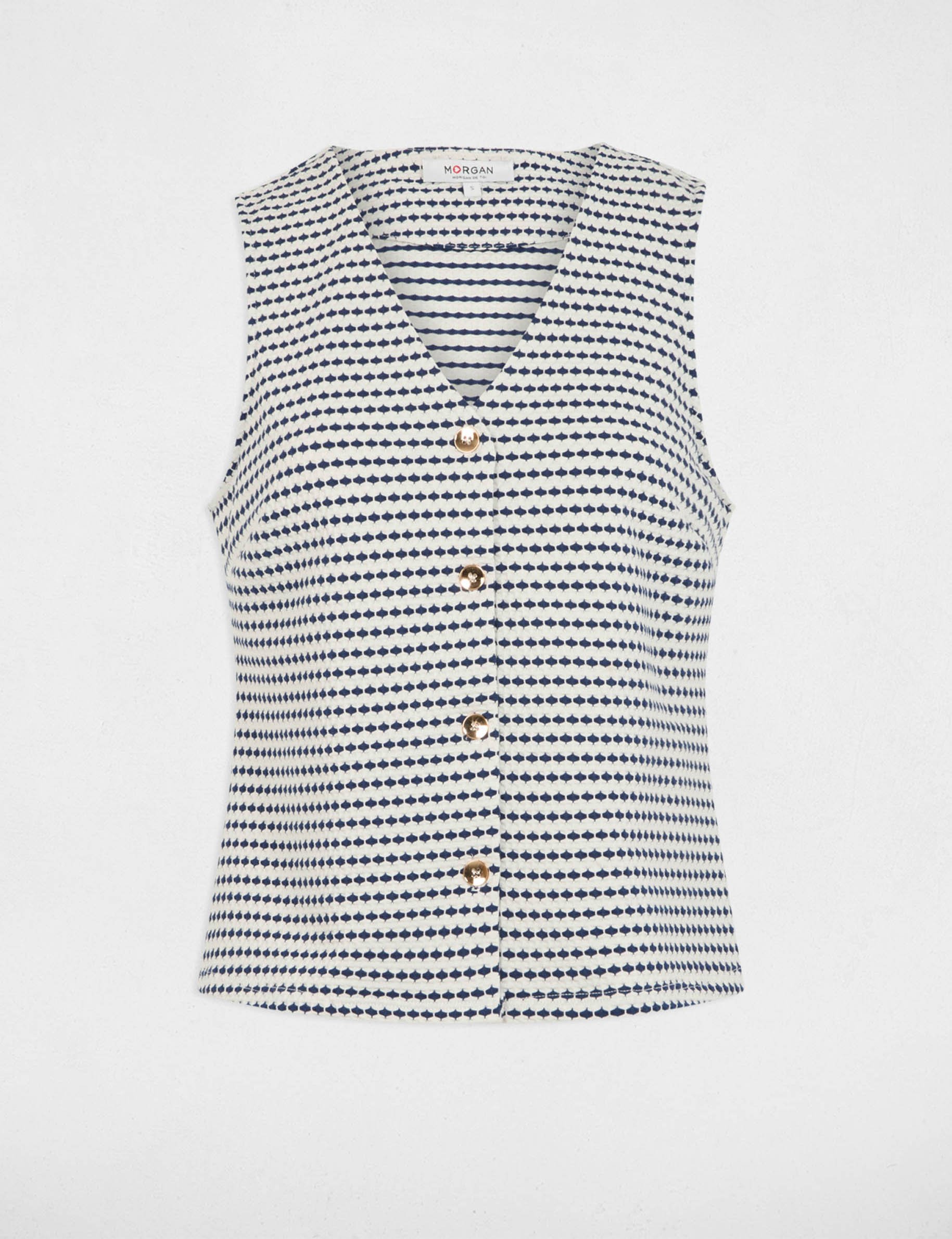 printed sleeveless waistcoat navy blue women Printed sleeveless waistcoat navy blue women