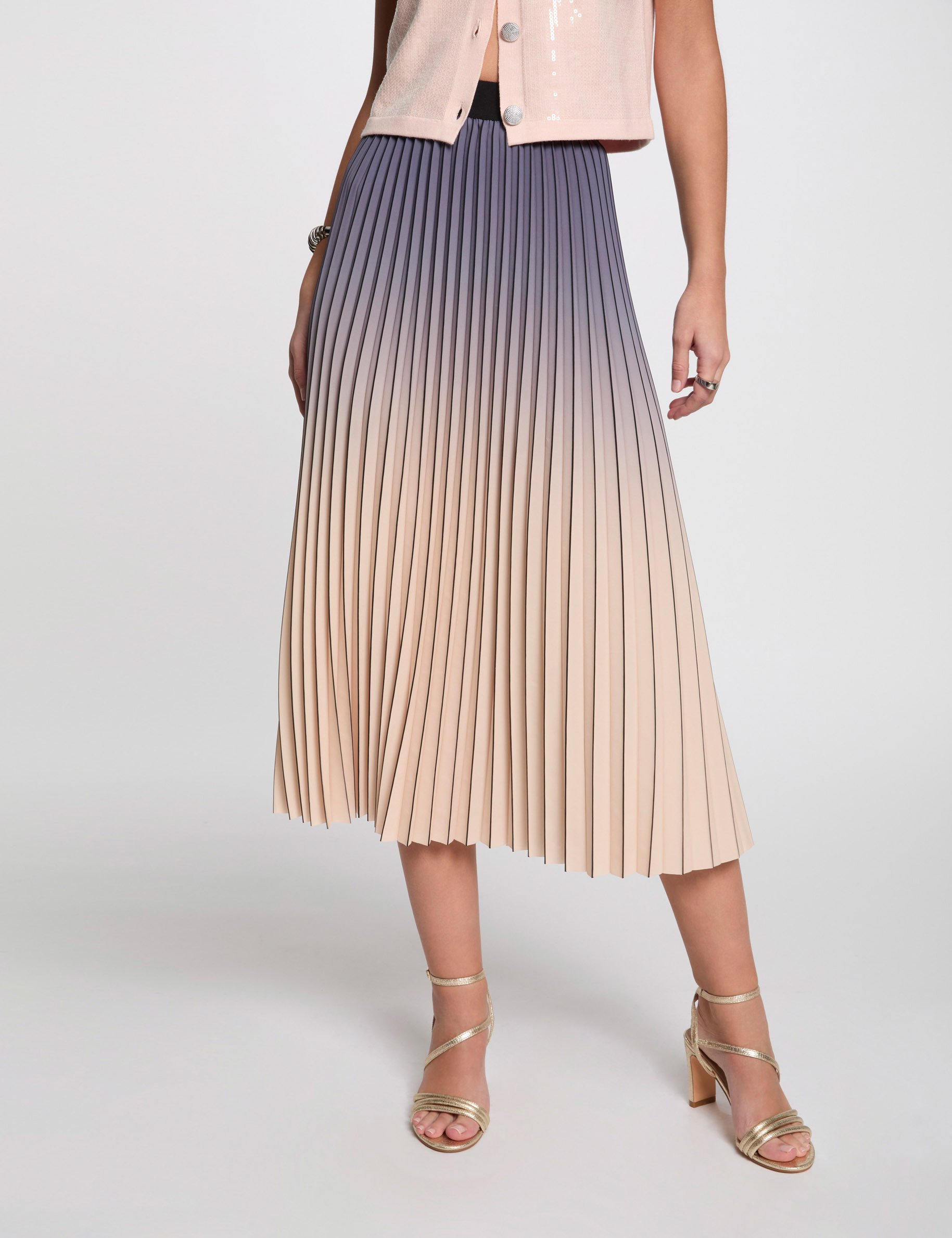 Maxi pleated skirt light pink women