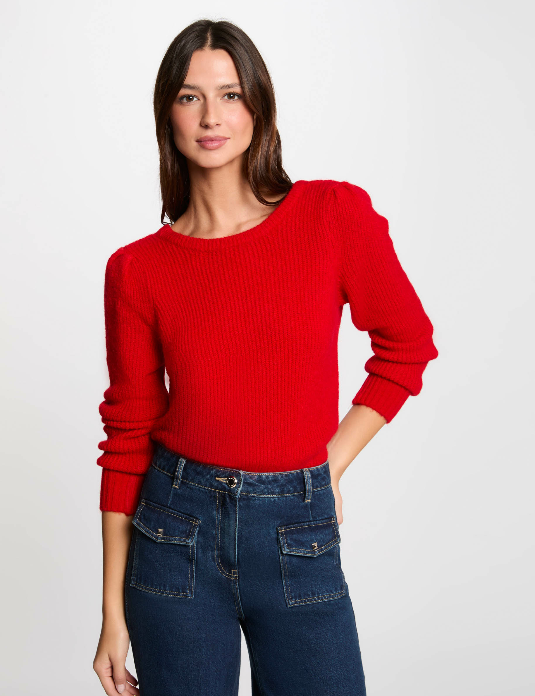 Jumper round neck long sleeves red women