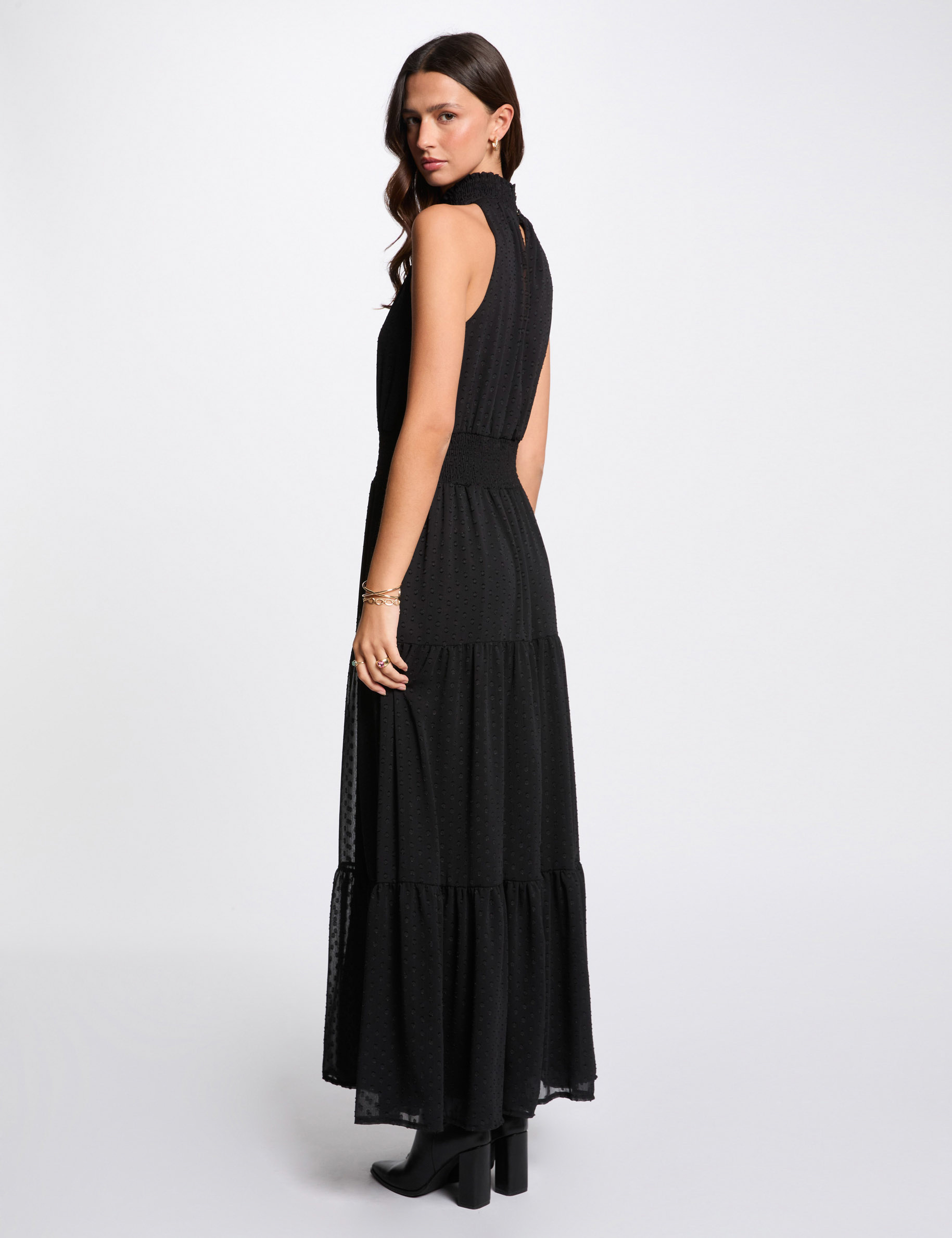 Maxi straight dobby spot dress black women