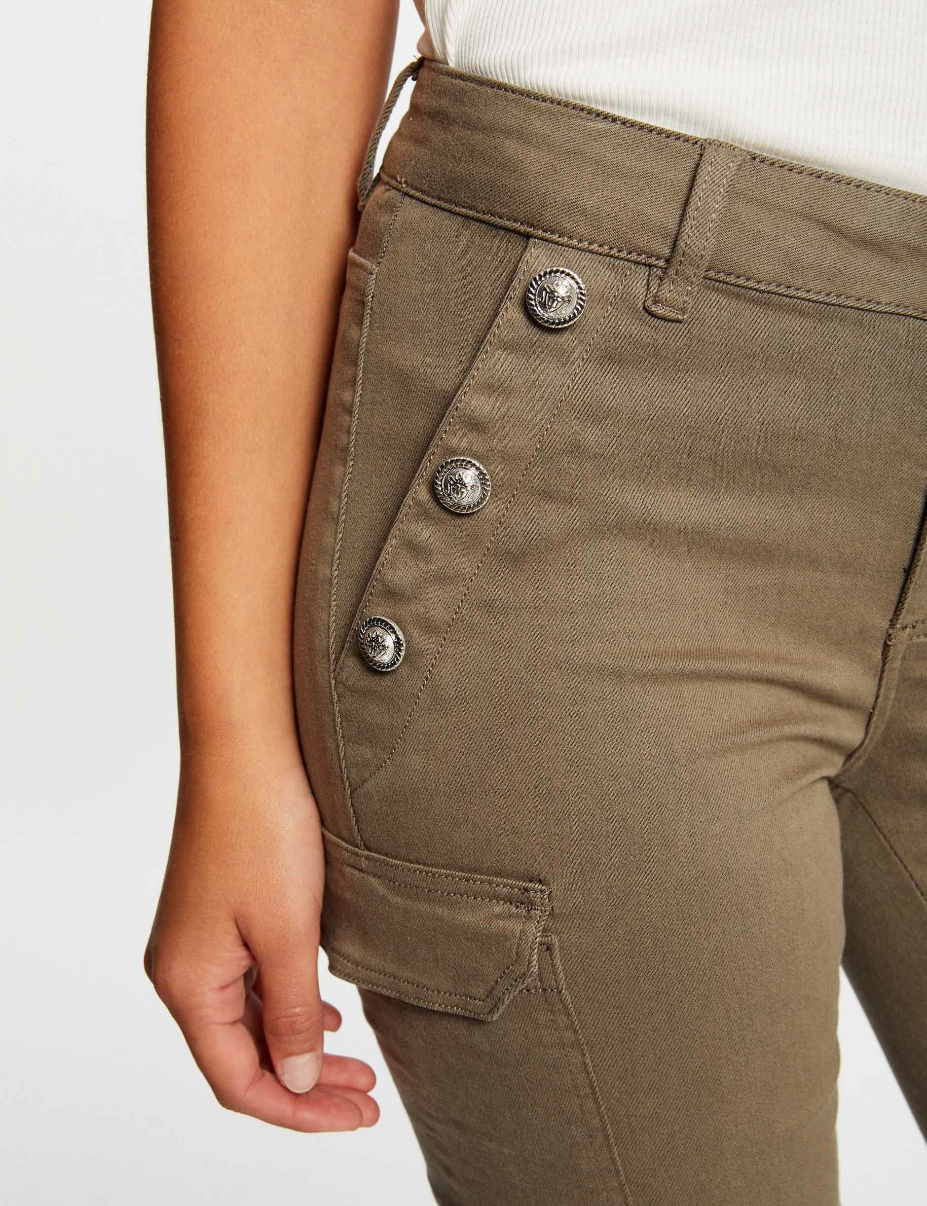 Women's Wide Leg Cargo Trousers With Utility Pockets Khaki – Styledup.co.uk