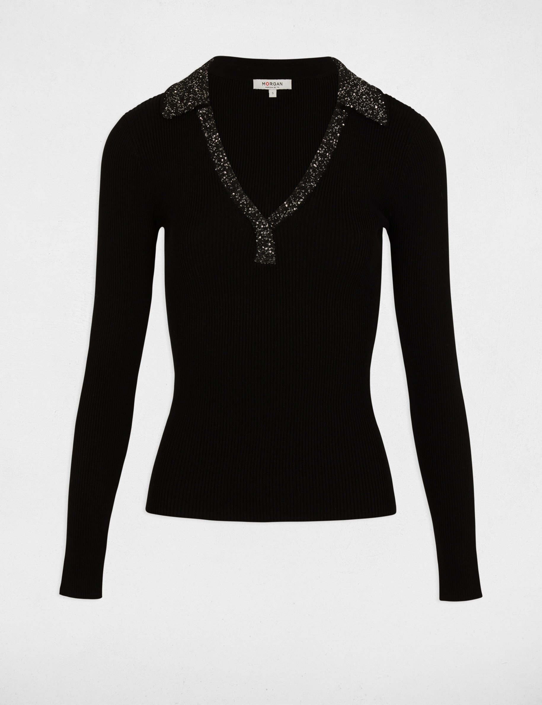 Jumper collar jewelled details black women