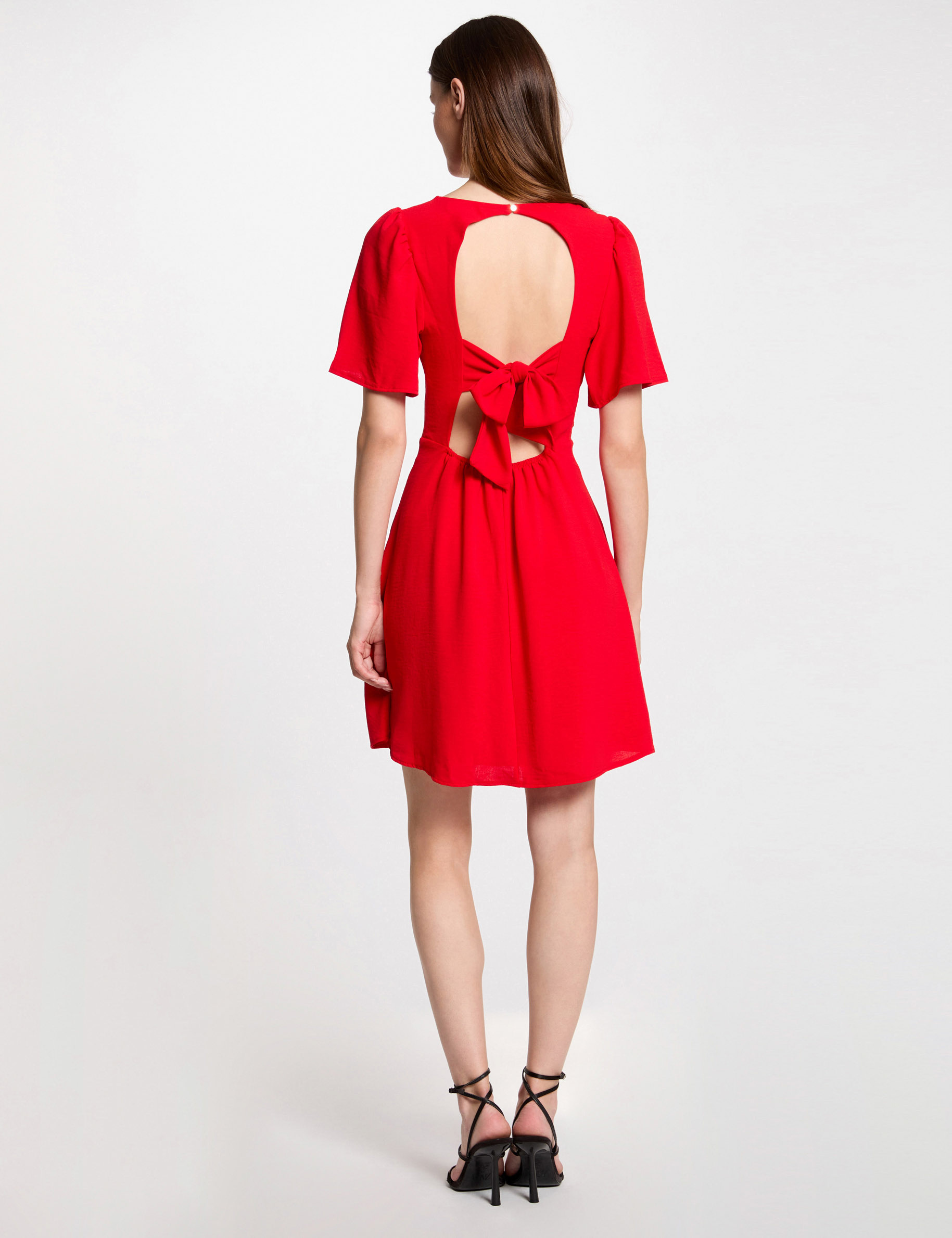 Mini skater dress with bow red women