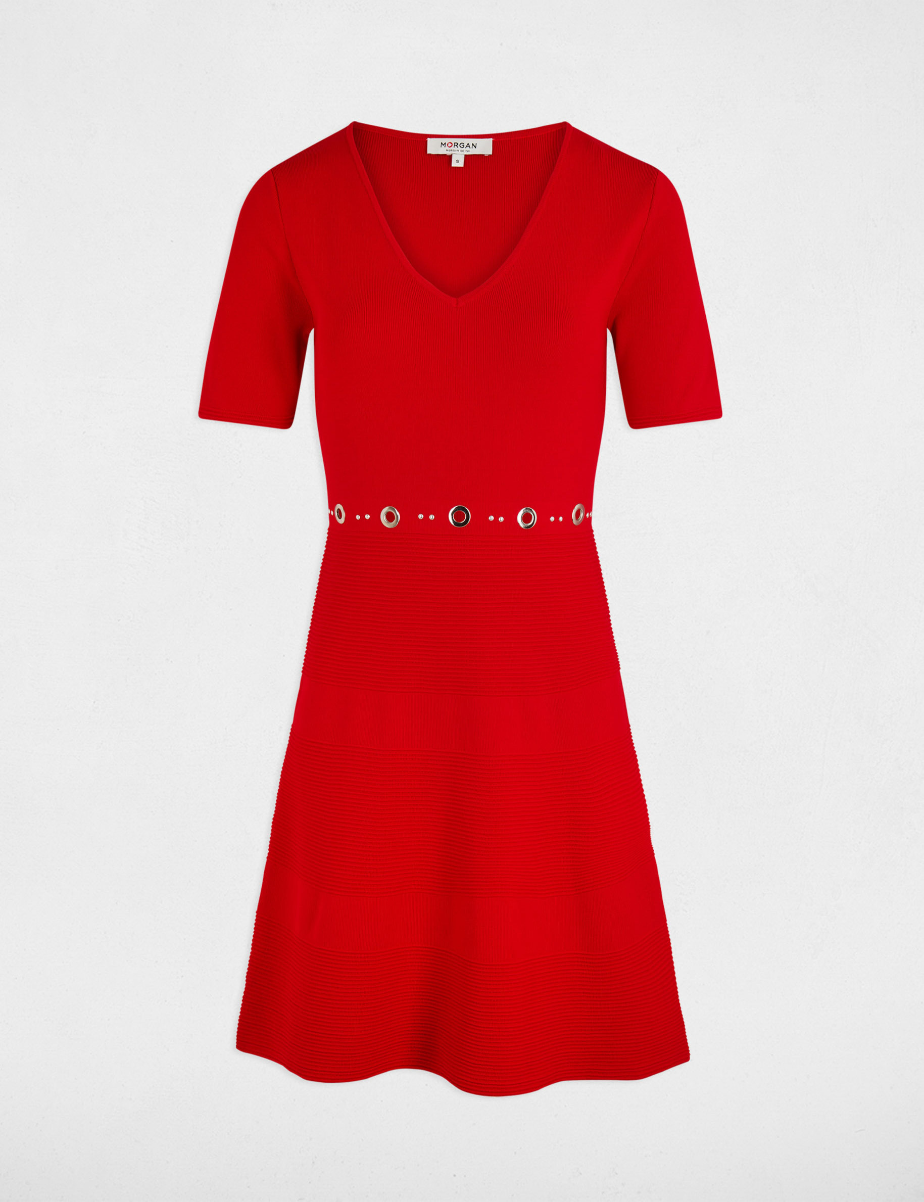 A-line mini knitted dress red women