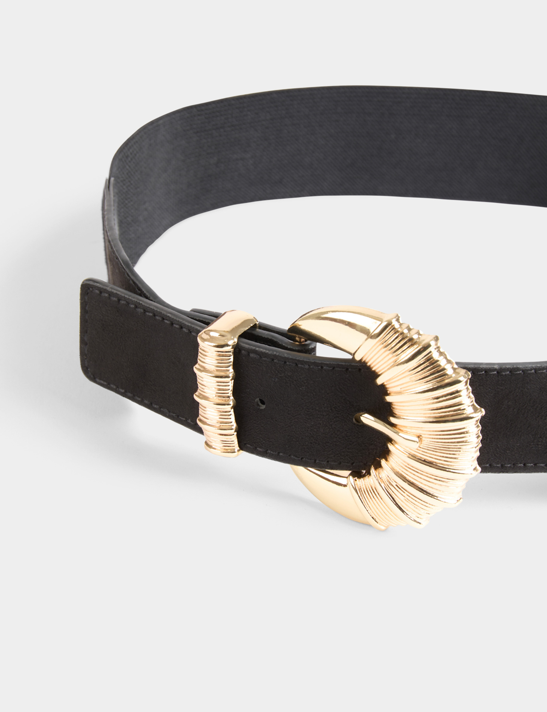 Ceinture élastiquée boucle noir femme