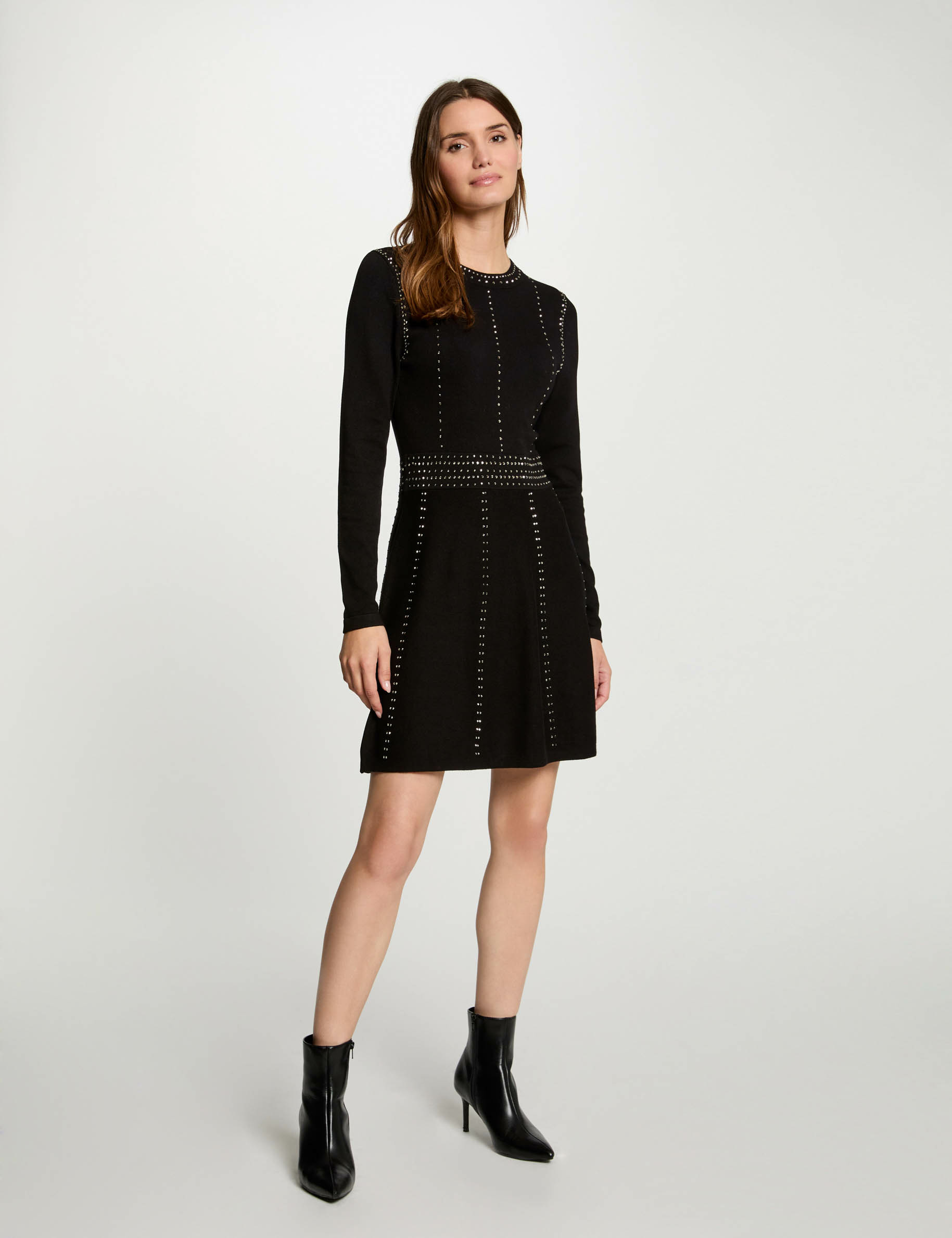 Fitted mini knitted dress black women