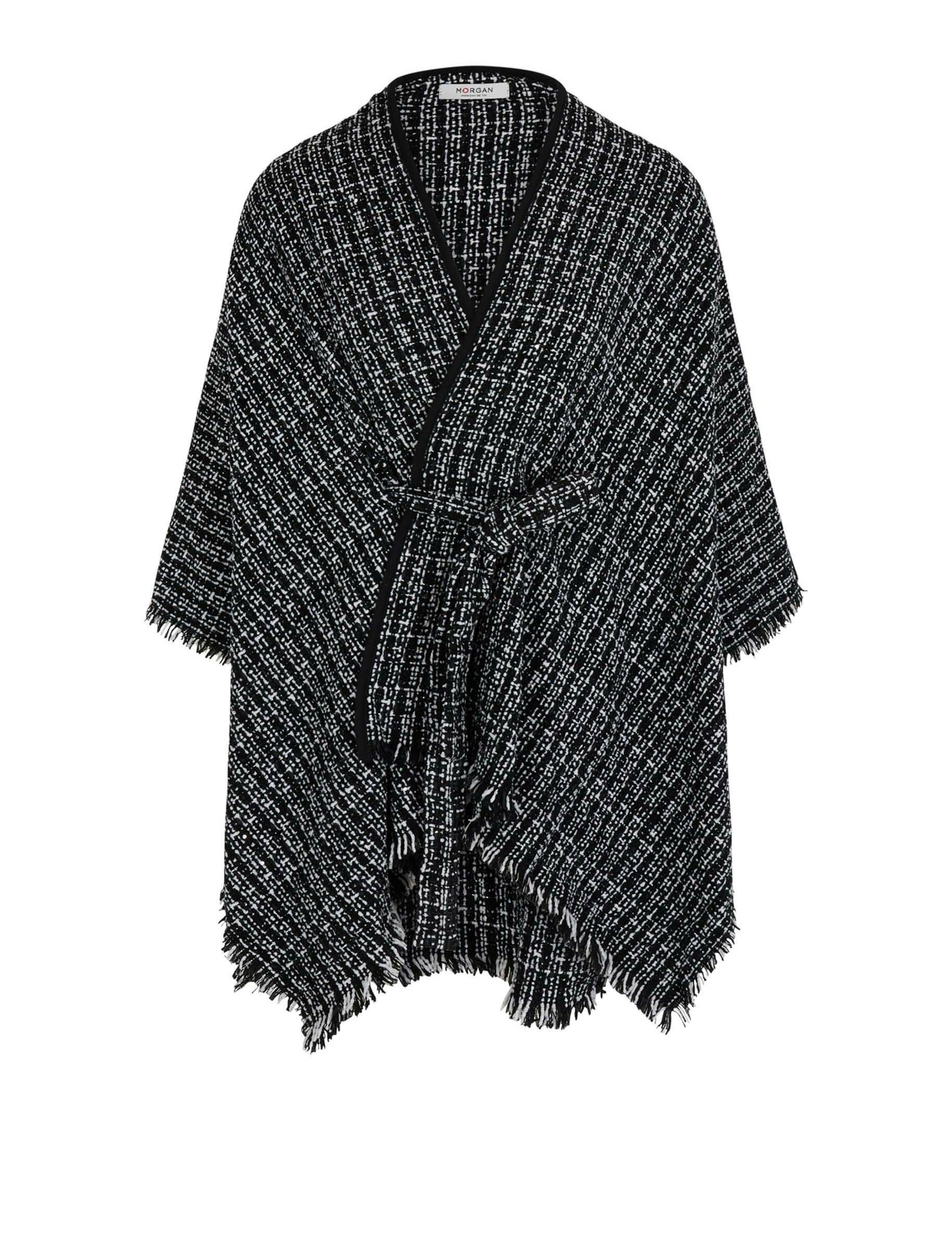 Belted tweed cape black women