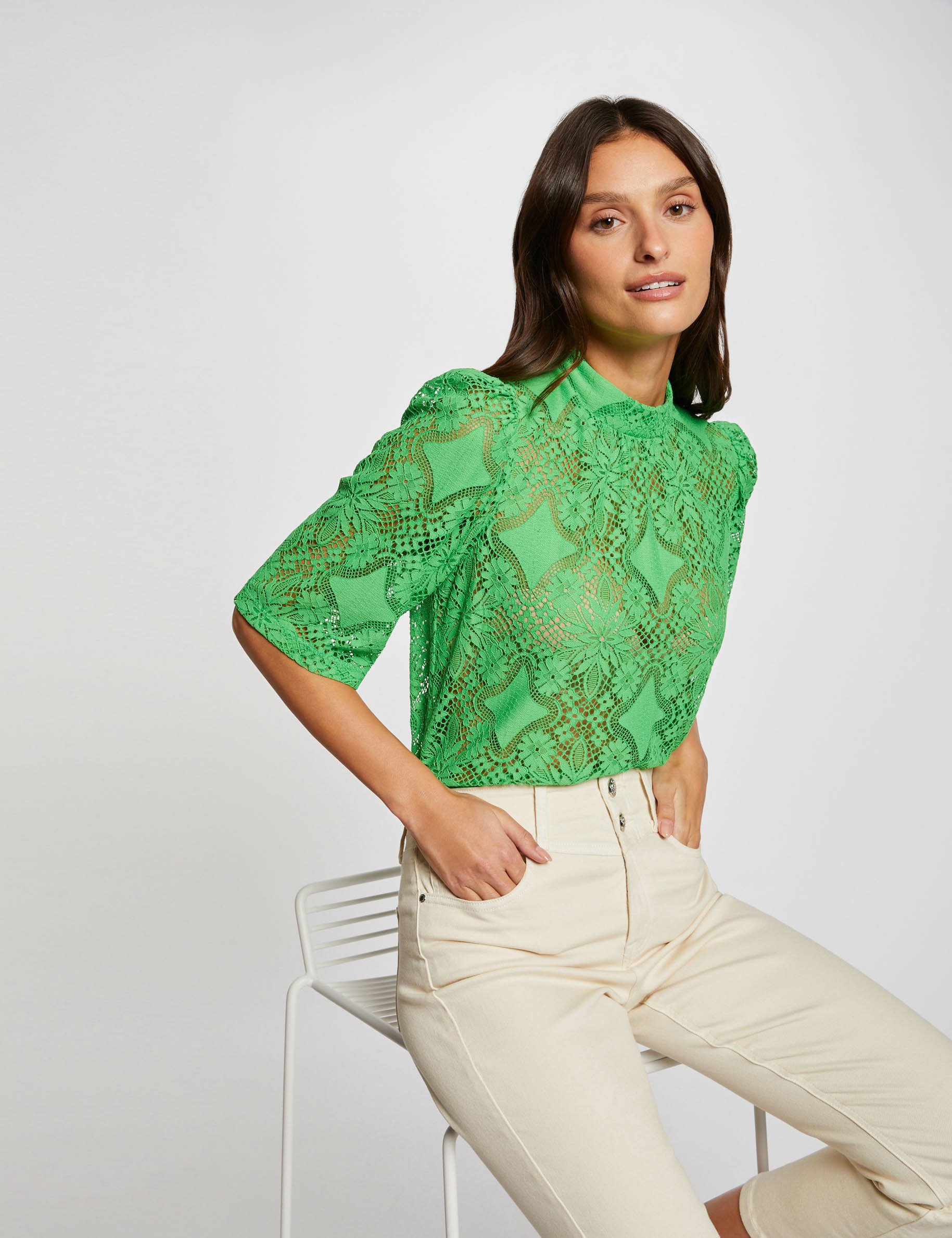 T-shirt 3/4-length sleeves green women