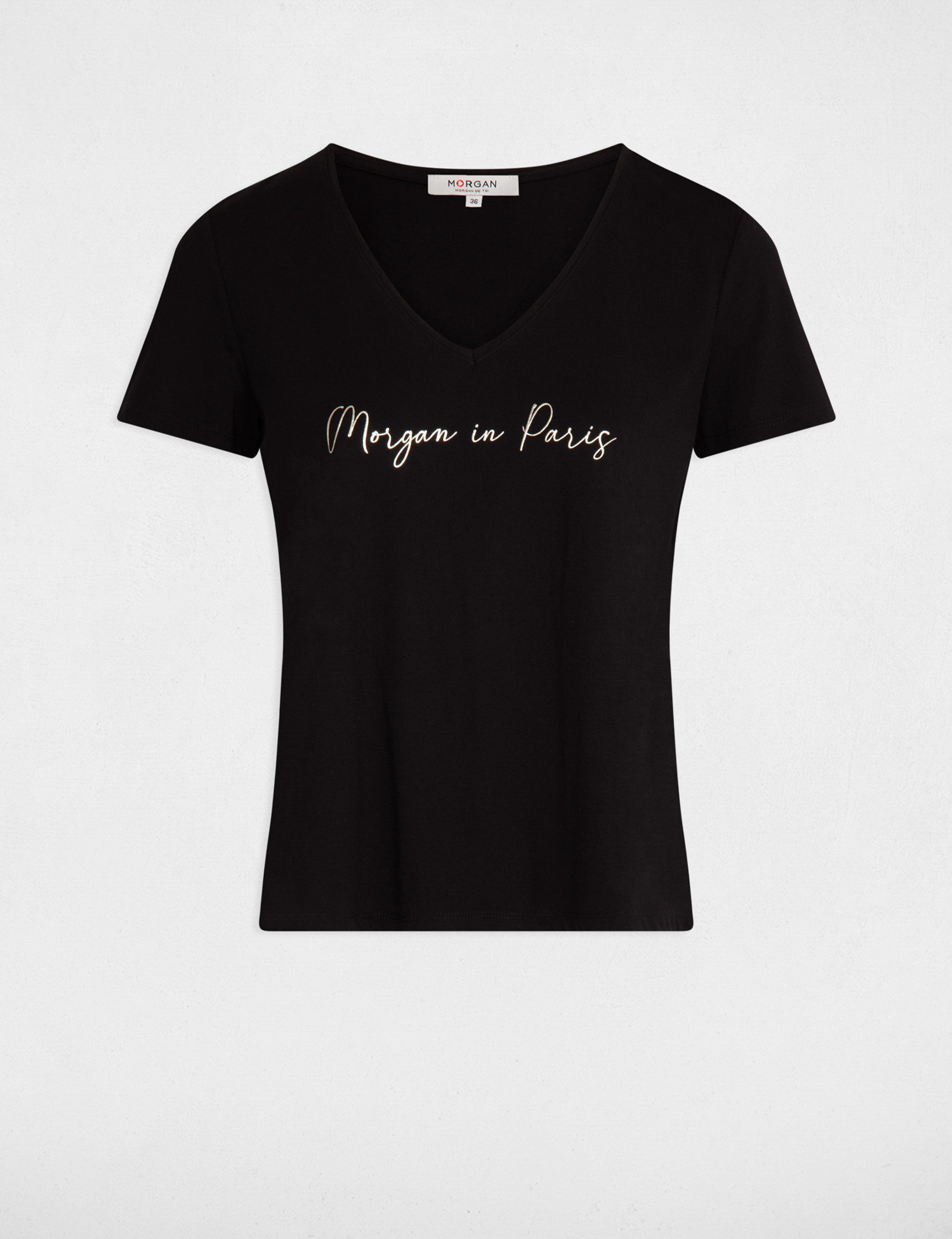 T-shirt à inscription noir femme