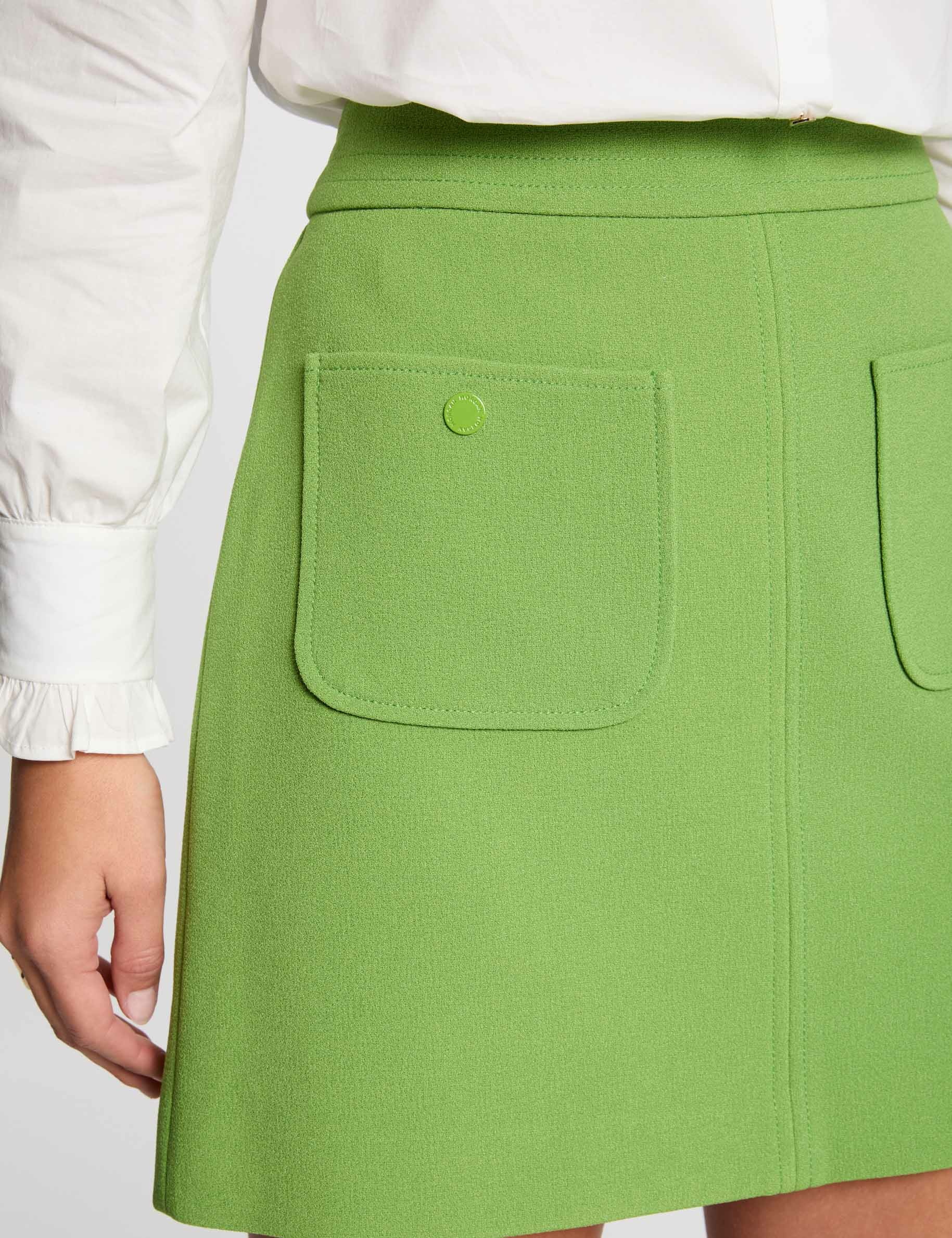 Mini skirt patch pockets aniseed green women