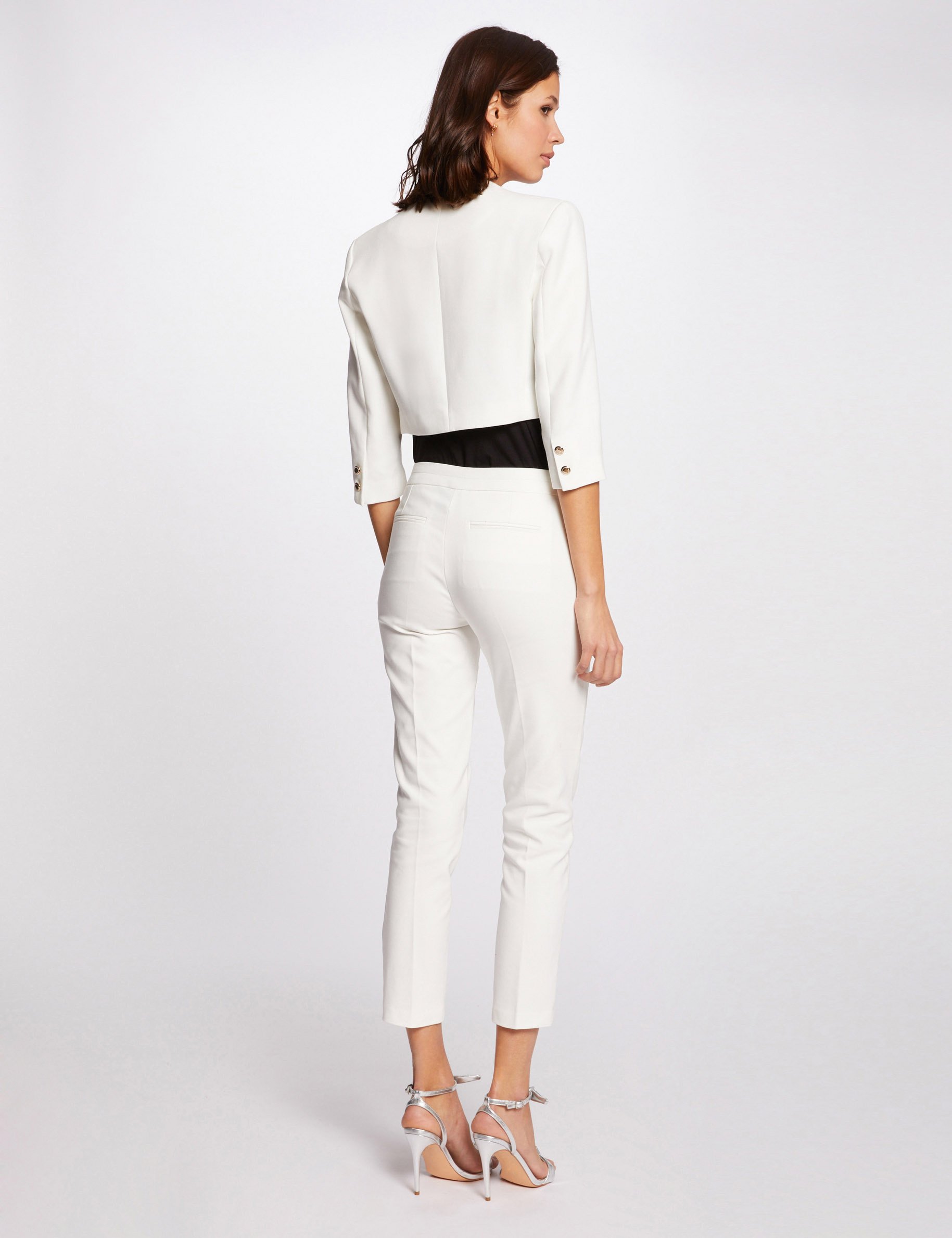 Straight jacket with 3/4-length sleeves ivory women