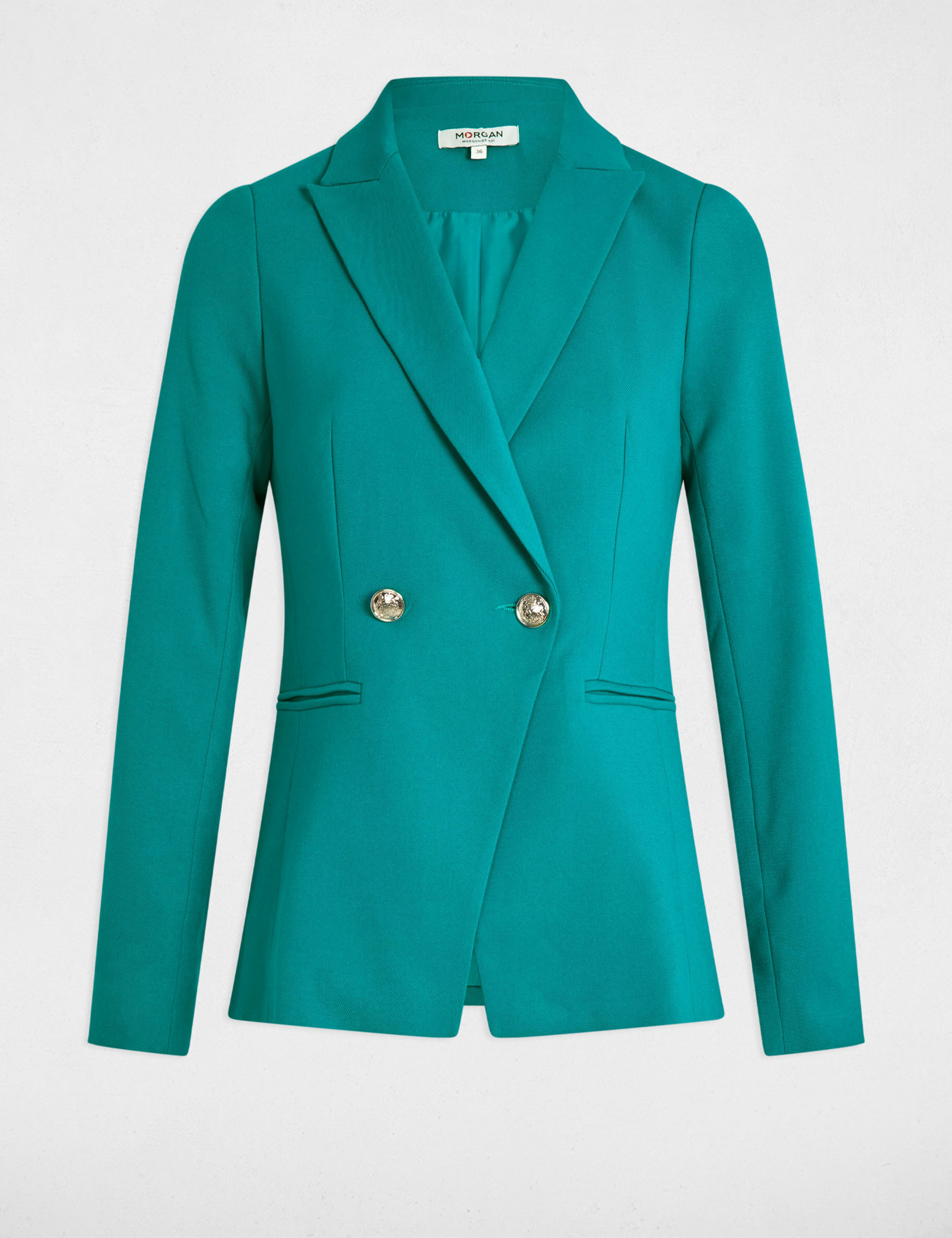 Waisted buttoned blazer turquoise blue women