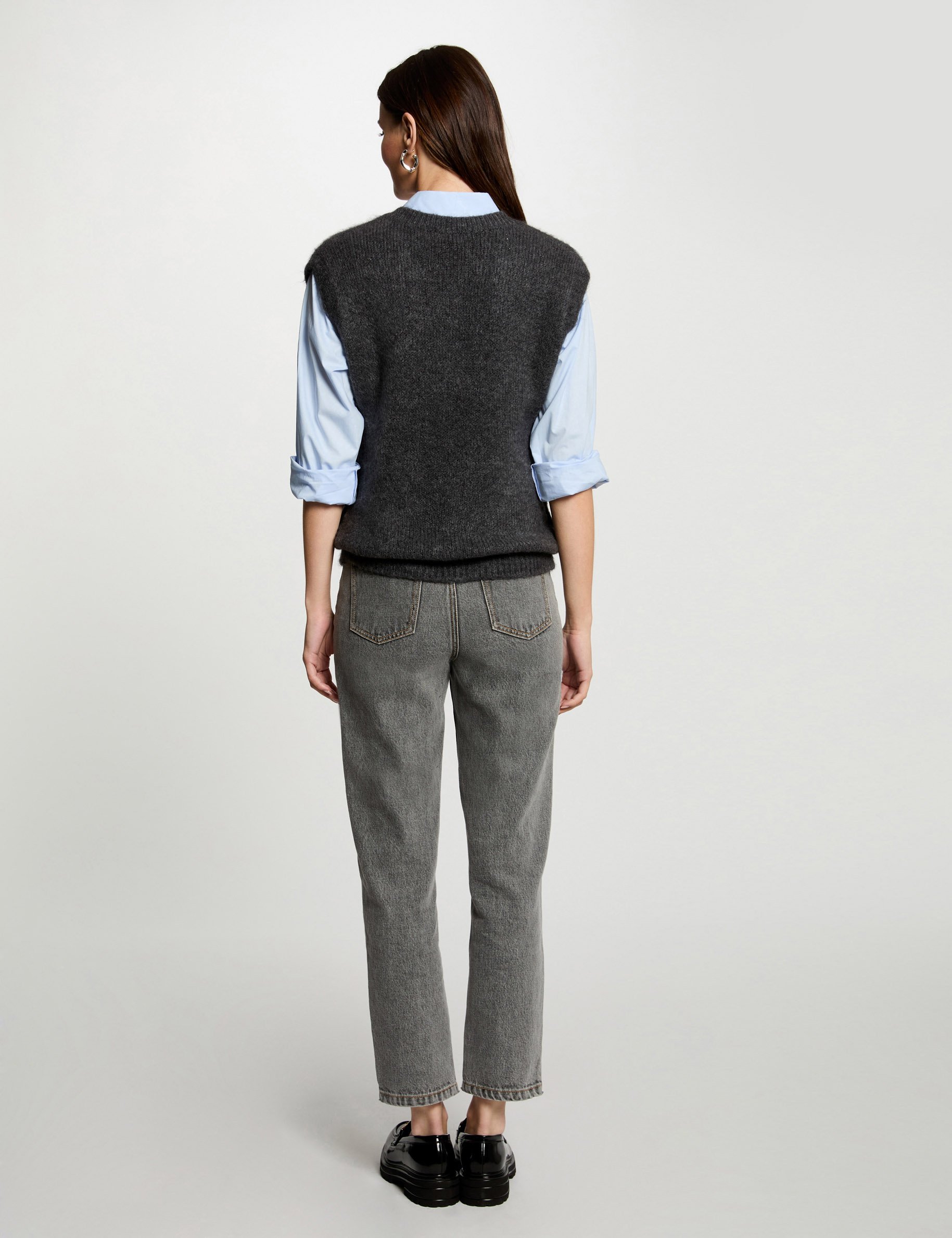 Sleeveless jumper anthracite grey women