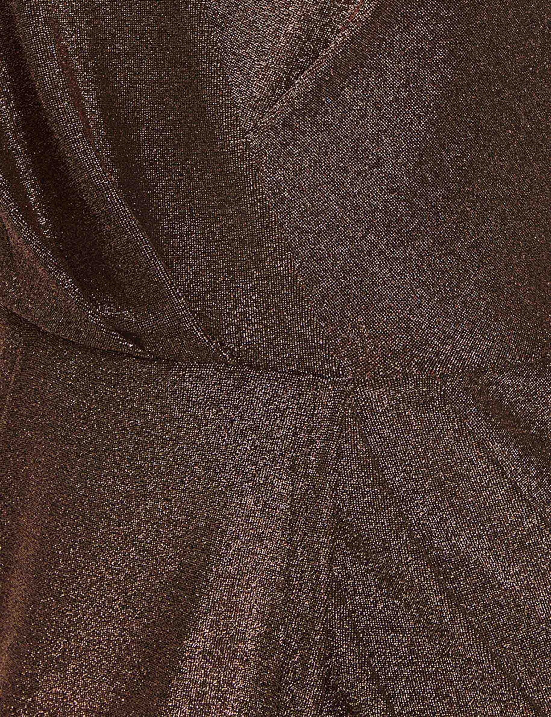 fitted draped dress metallised threads bronze color women null