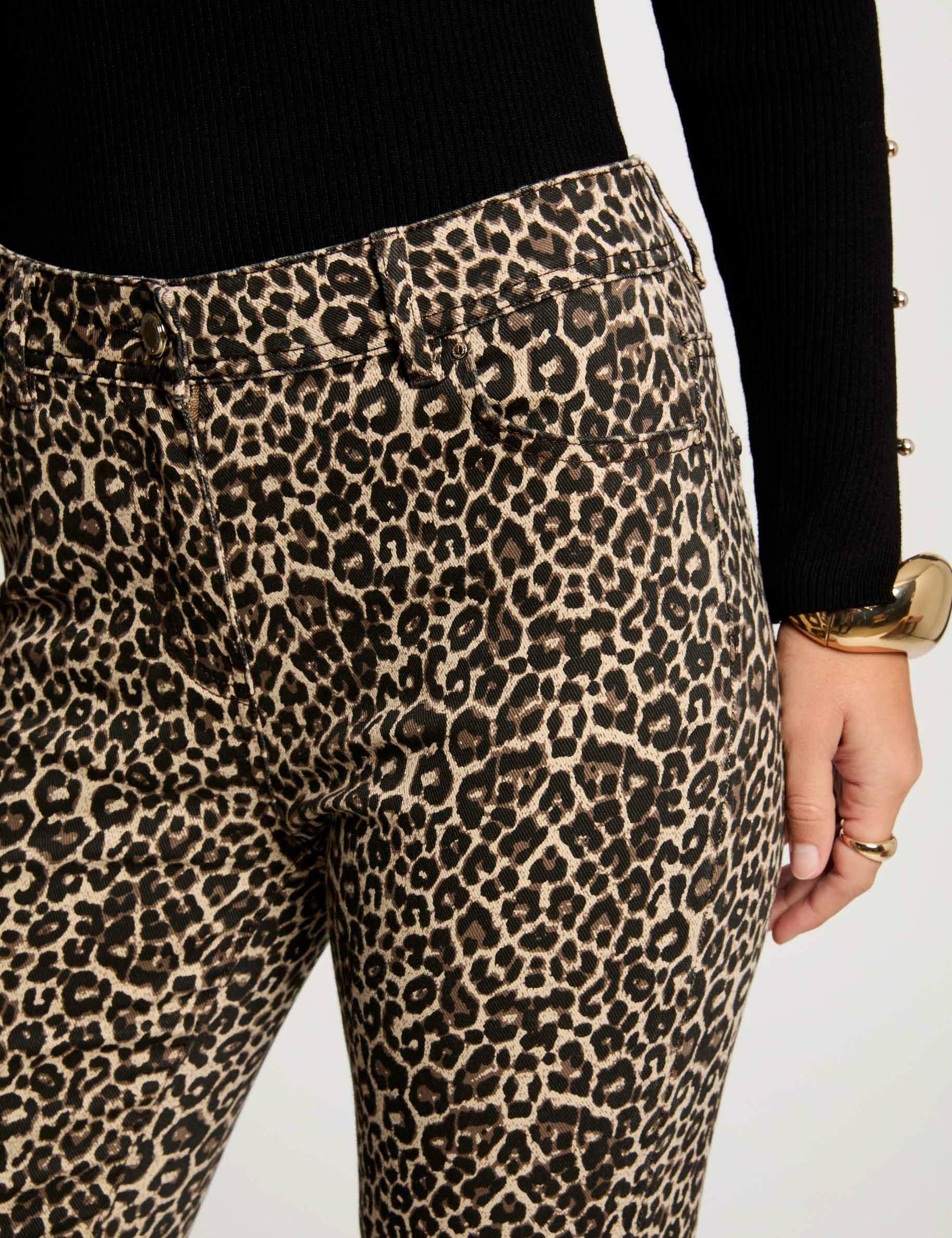 Slim trousers leopard print multicolor women