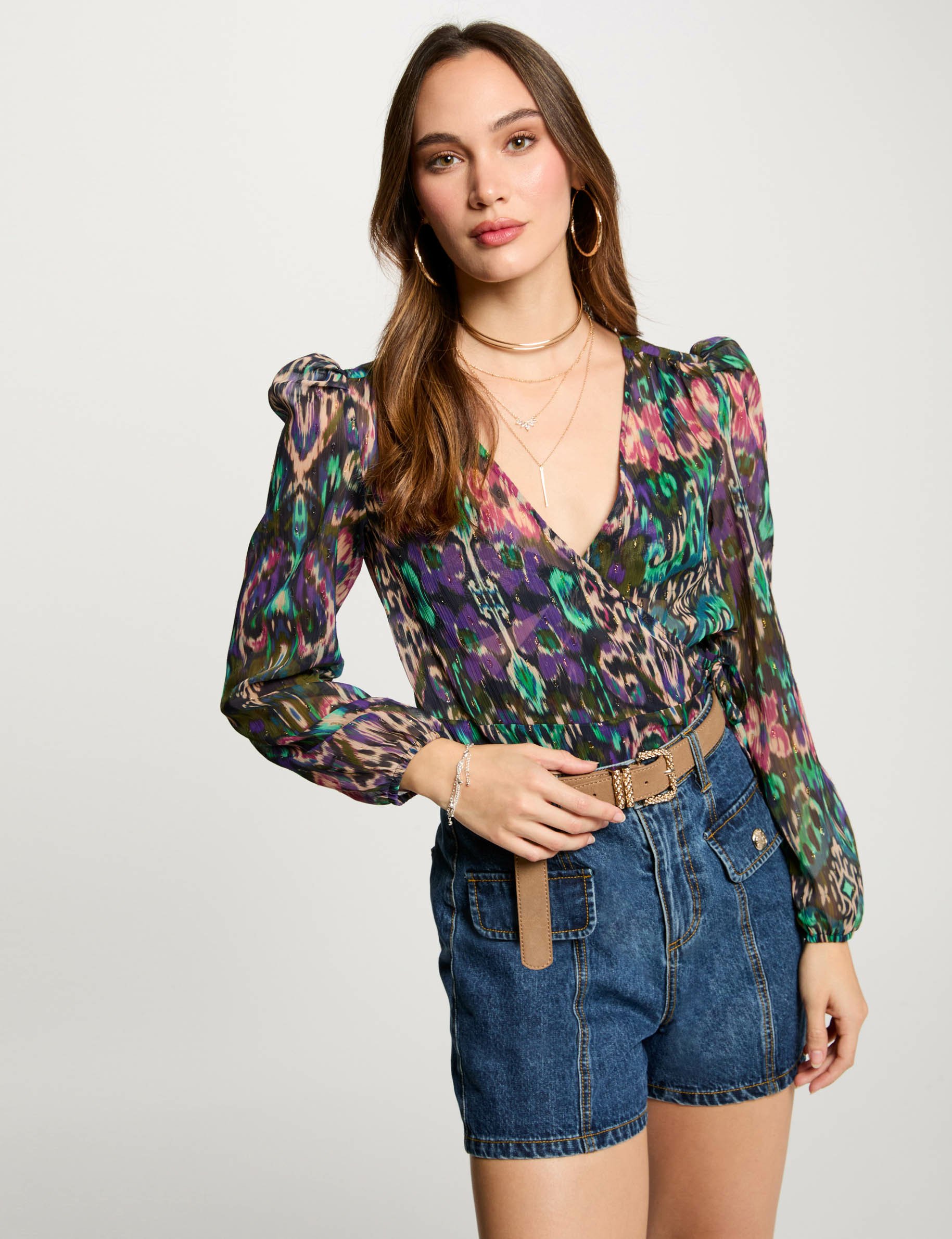 Long-sleeved blouse multicolor women