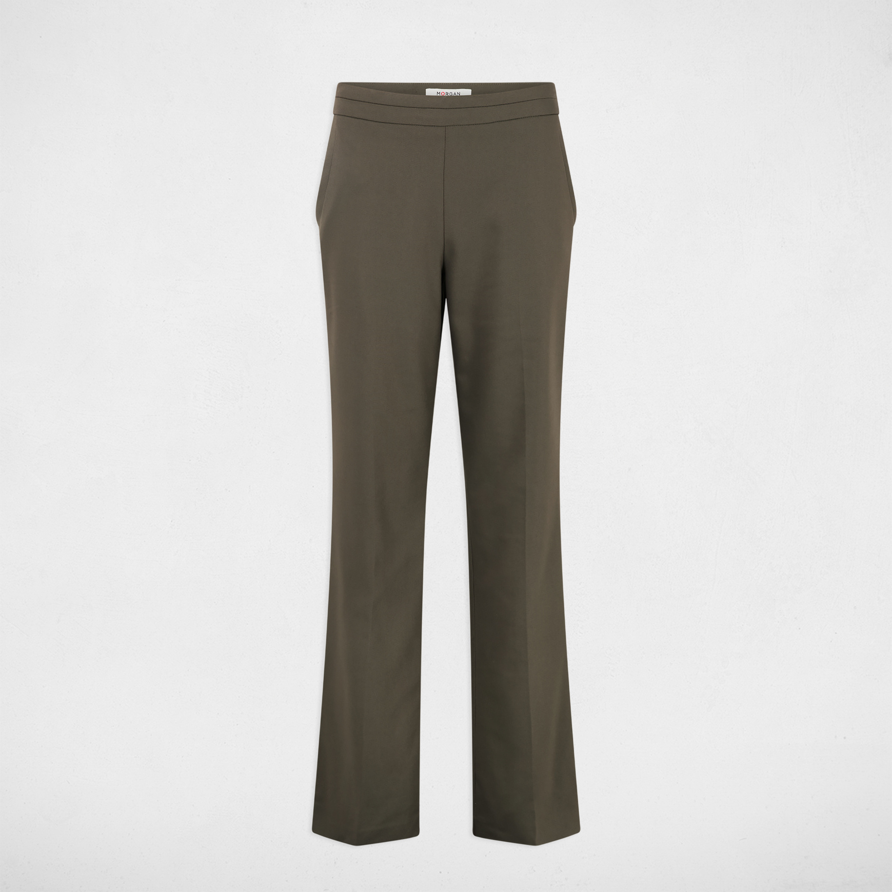 Cigarette trousers with darts khaki green women