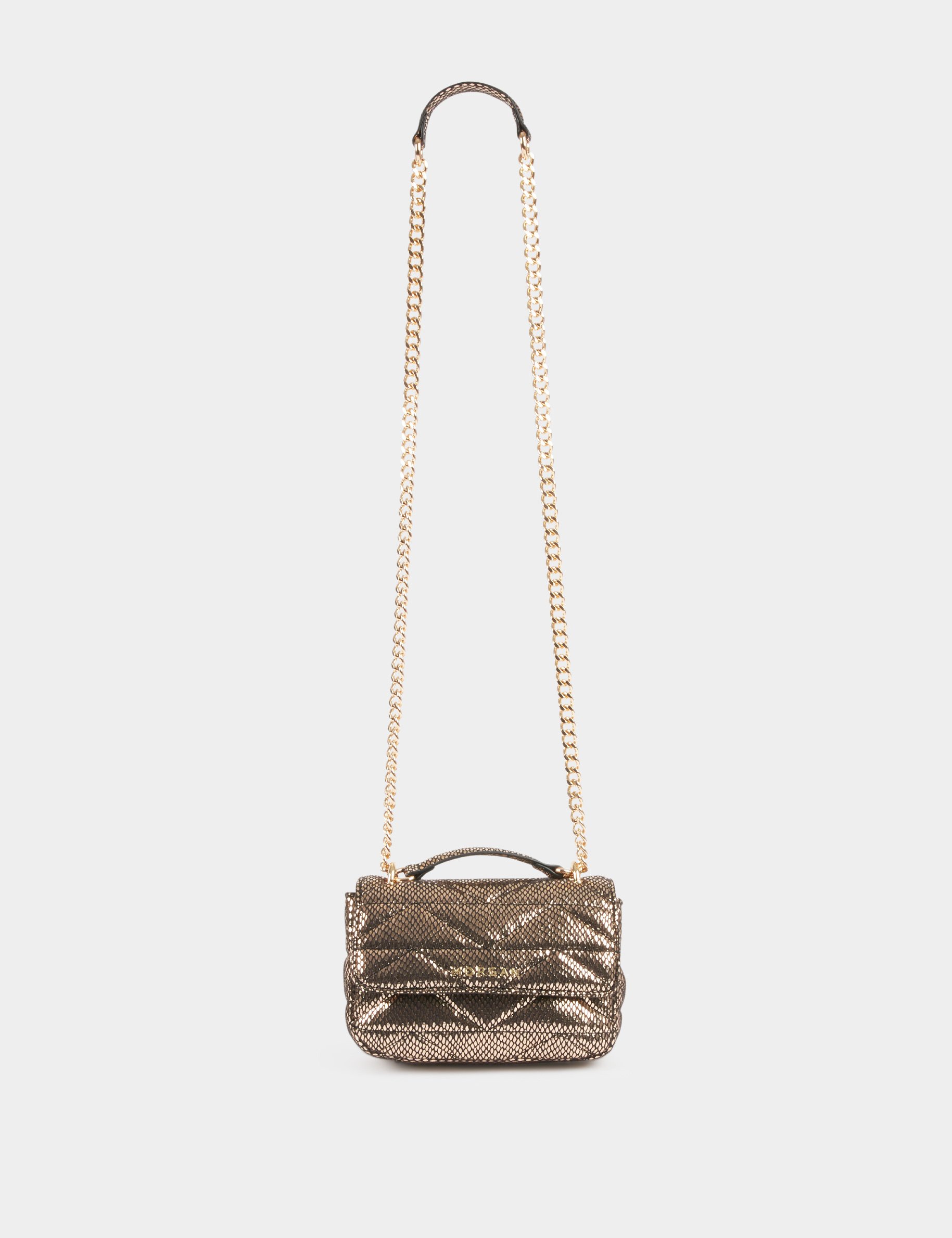 Sac pochette matelassé irisé dore femme