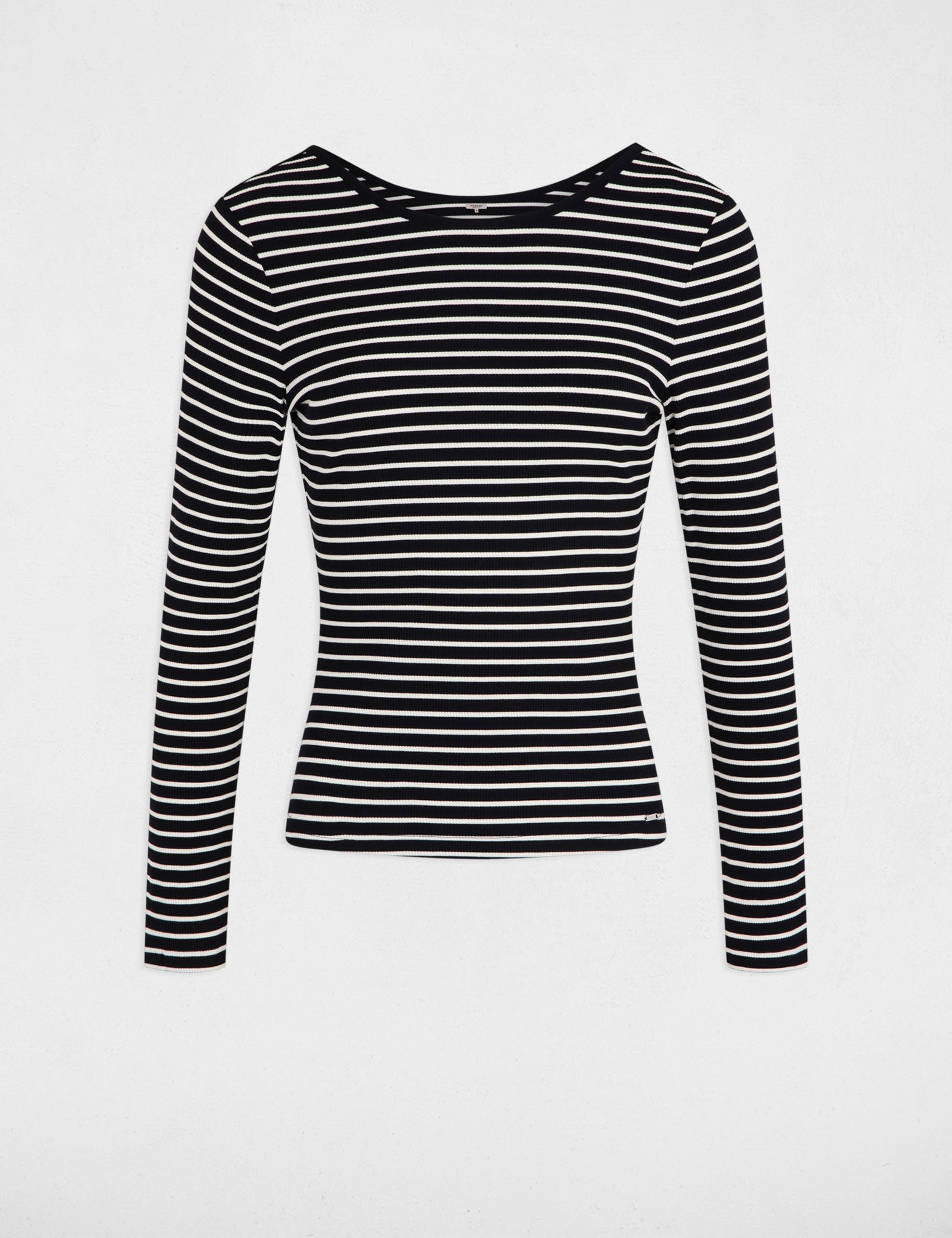 Striped long-sleeved t-shirt black women