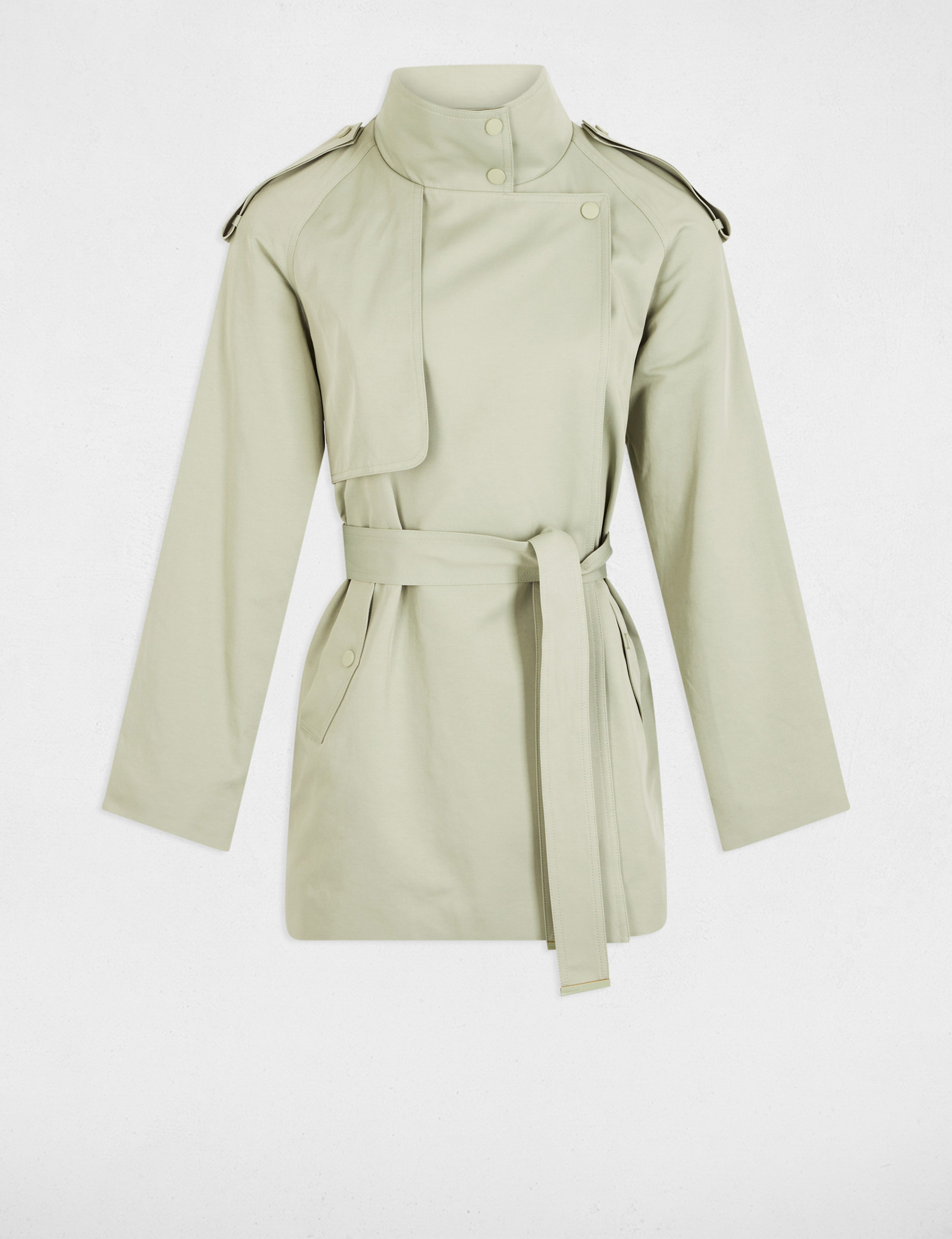 Loose short trenchcoat light green women