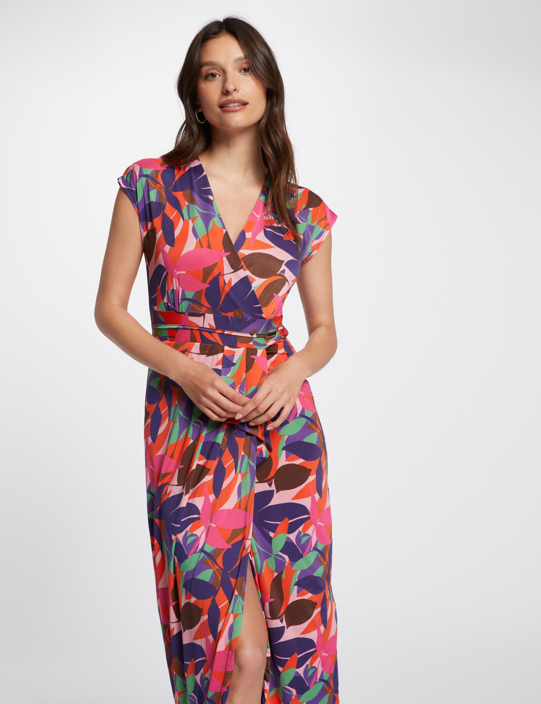 Printed midi dress multicolored women