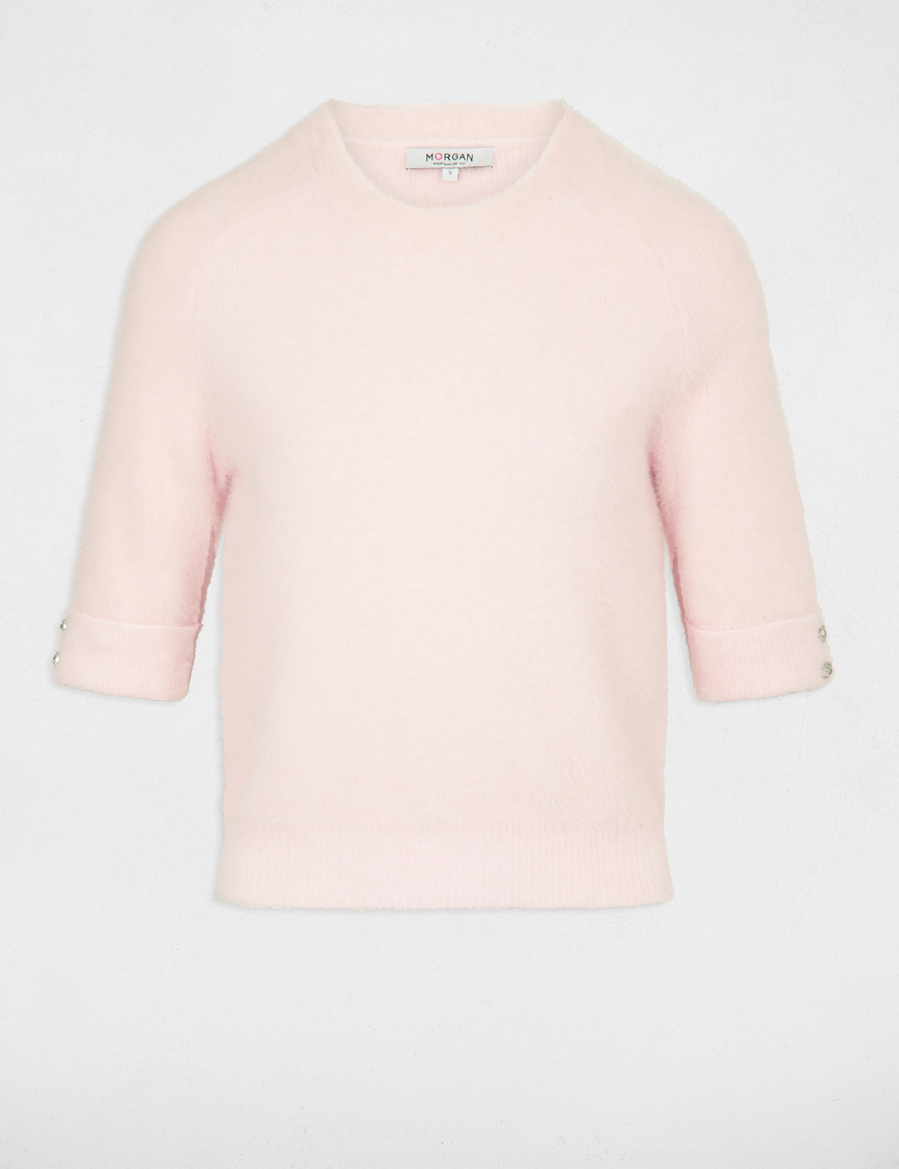 Pull manches courtes rose femme