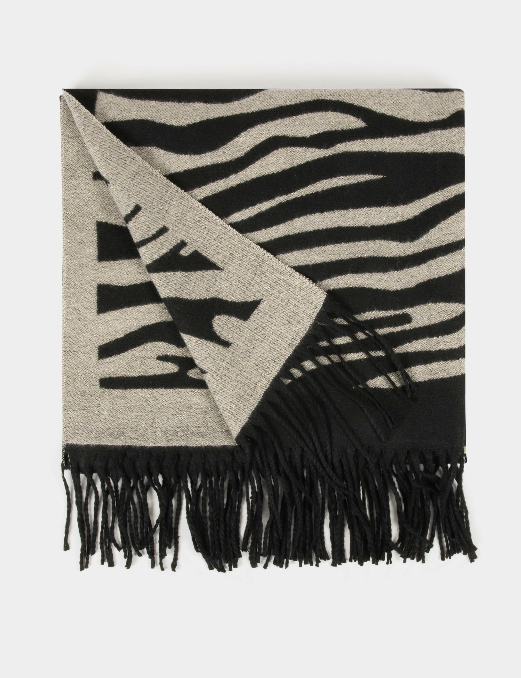 Scarf with zebra print mid-grey women