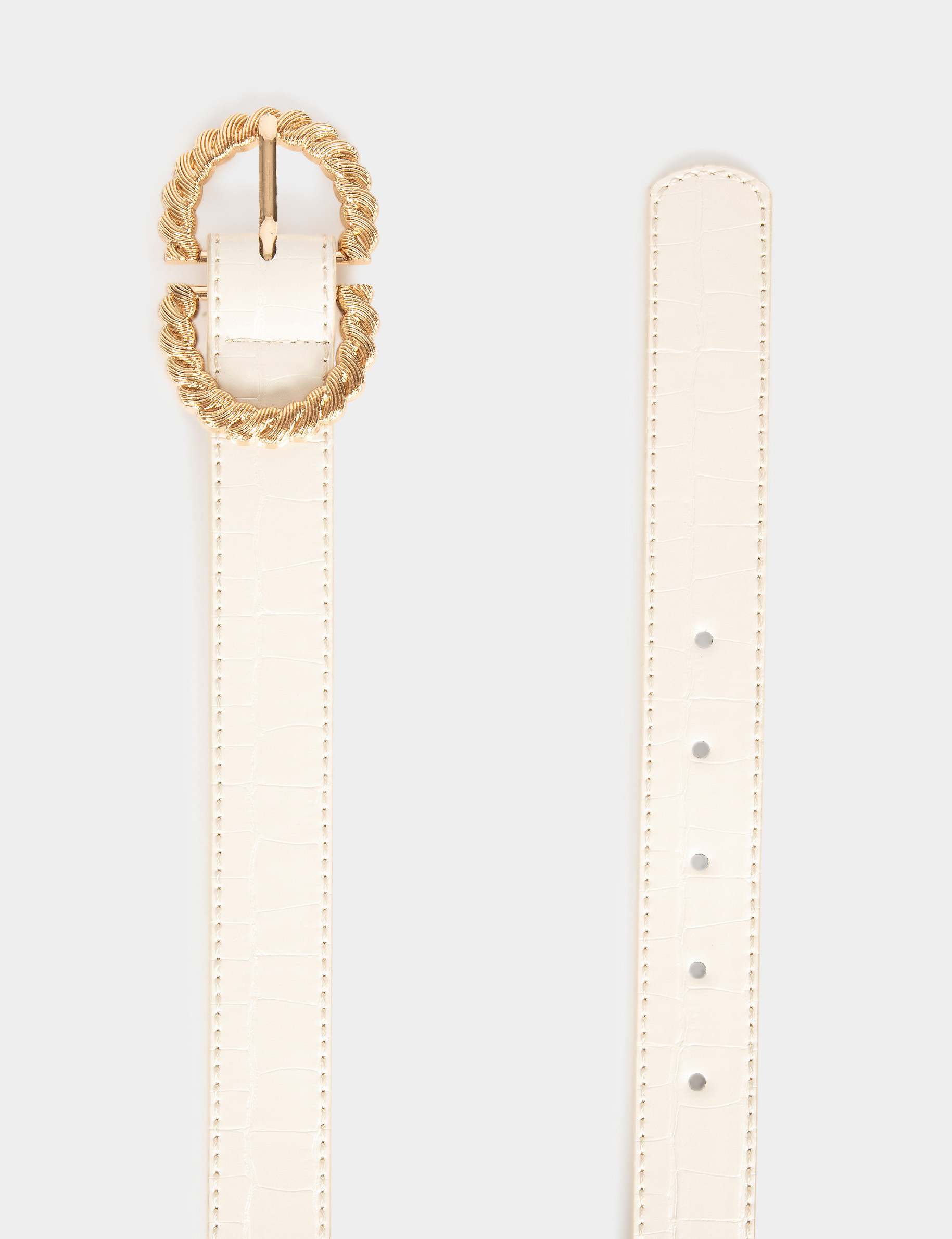 Belt with braided buckle white ladies'