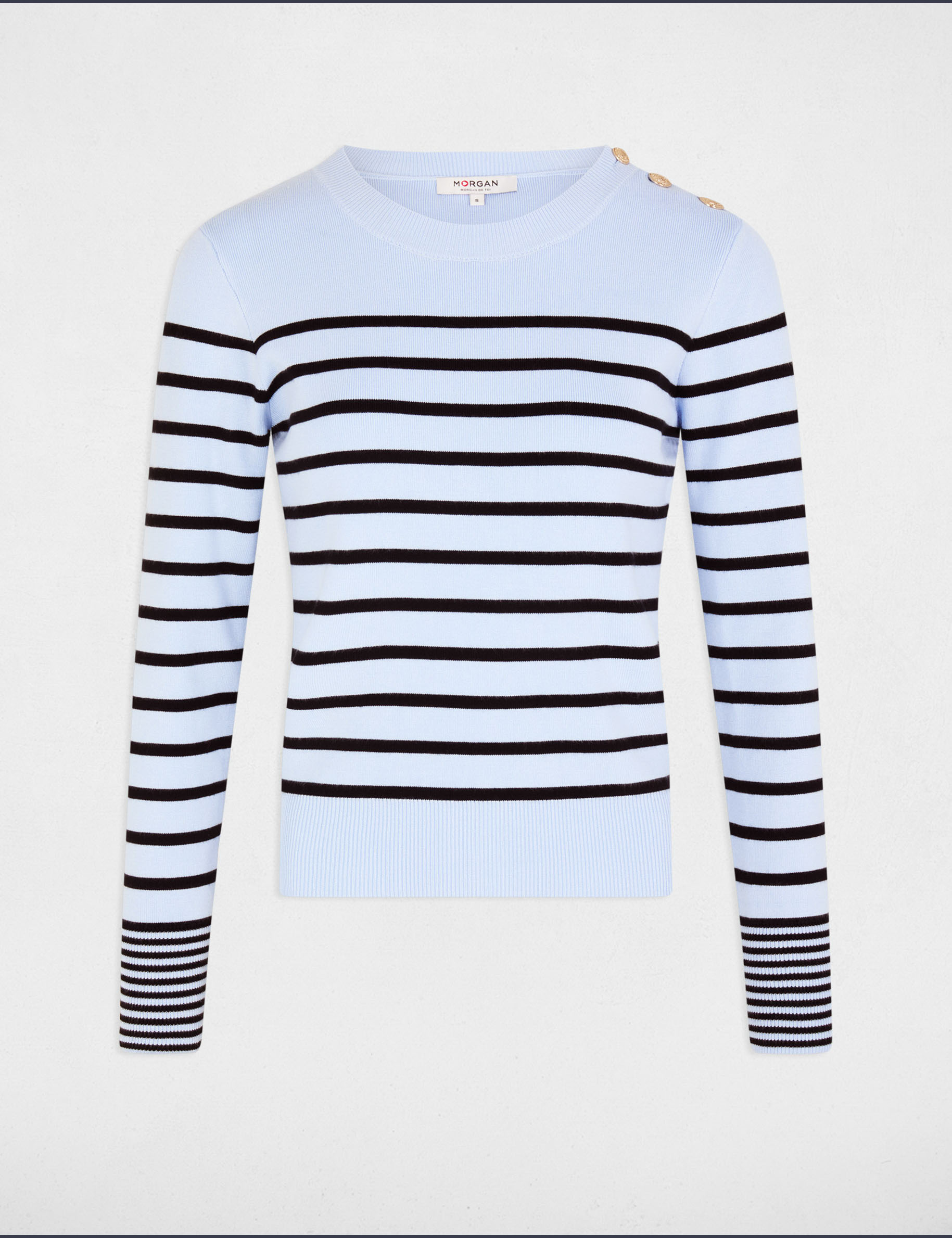 Long-sleeved jumper with stripes sky blue women