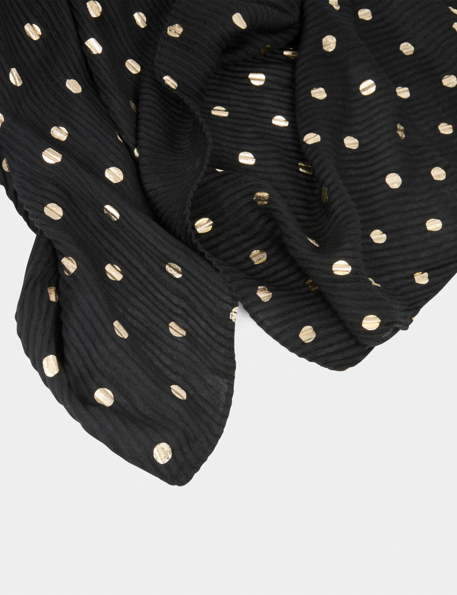 Pleated scarf polka dot print black women