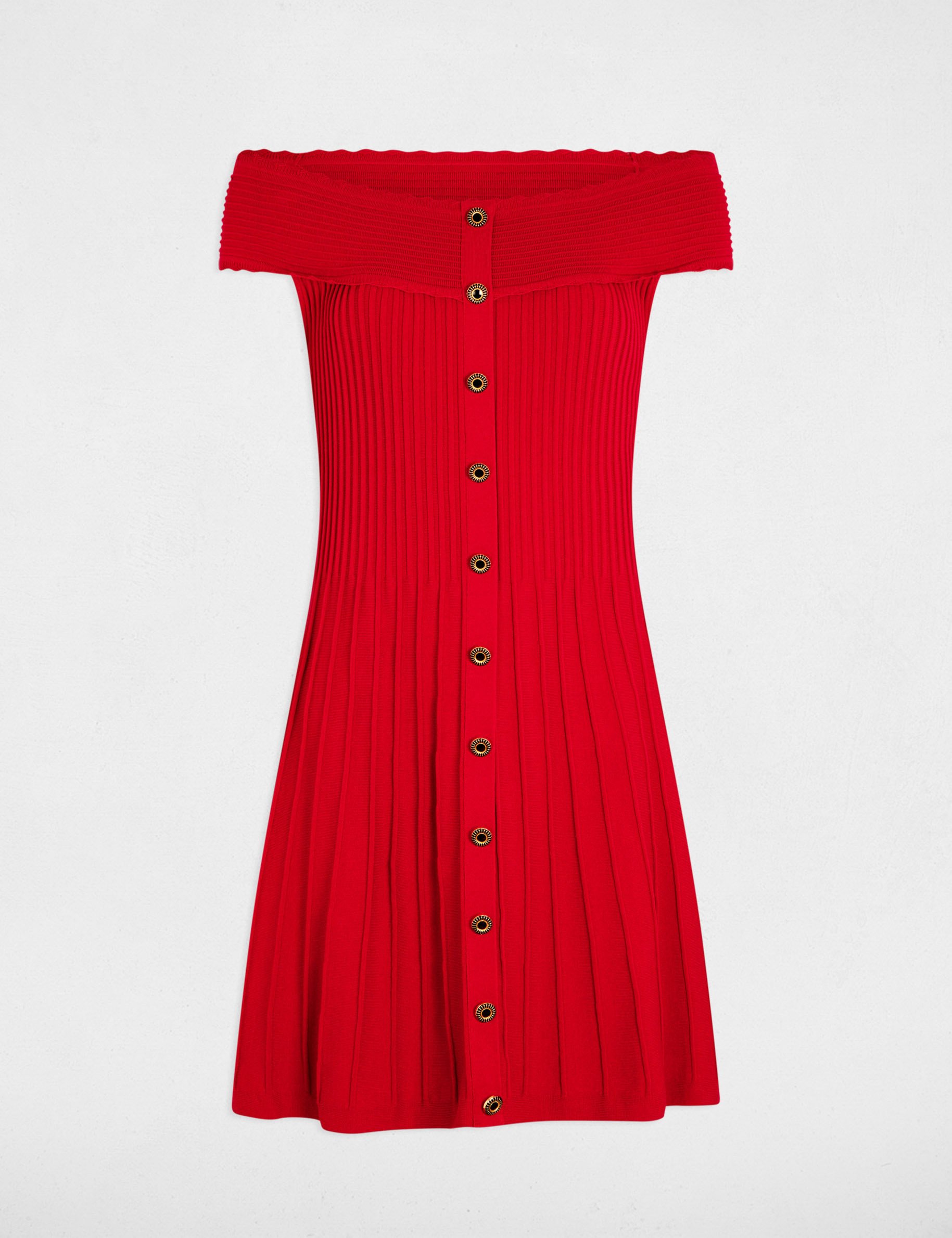 A-line mini knitted dress red women