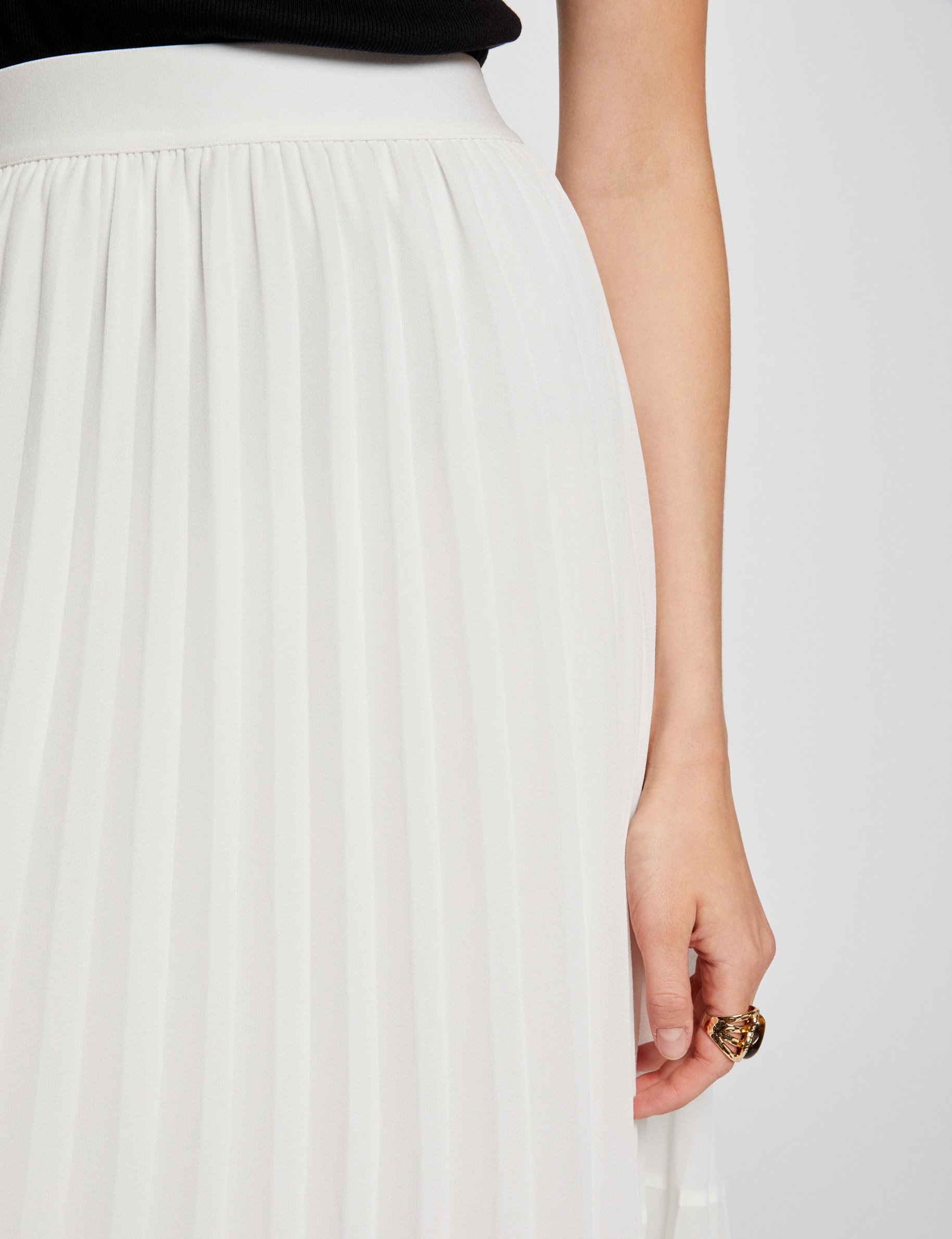 Maxi pleated A-line skirt ivory women