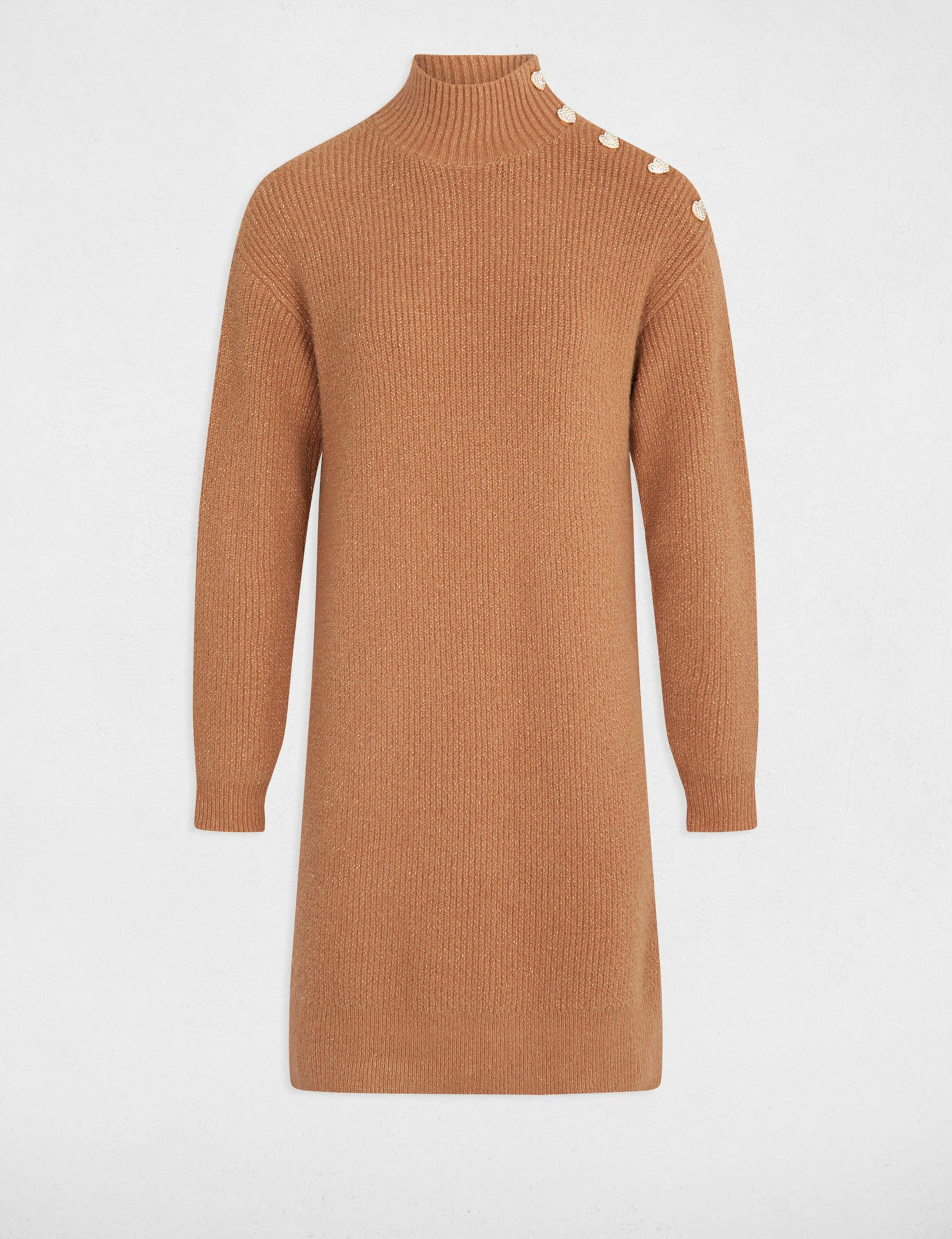 Jumper dress high collar camel women