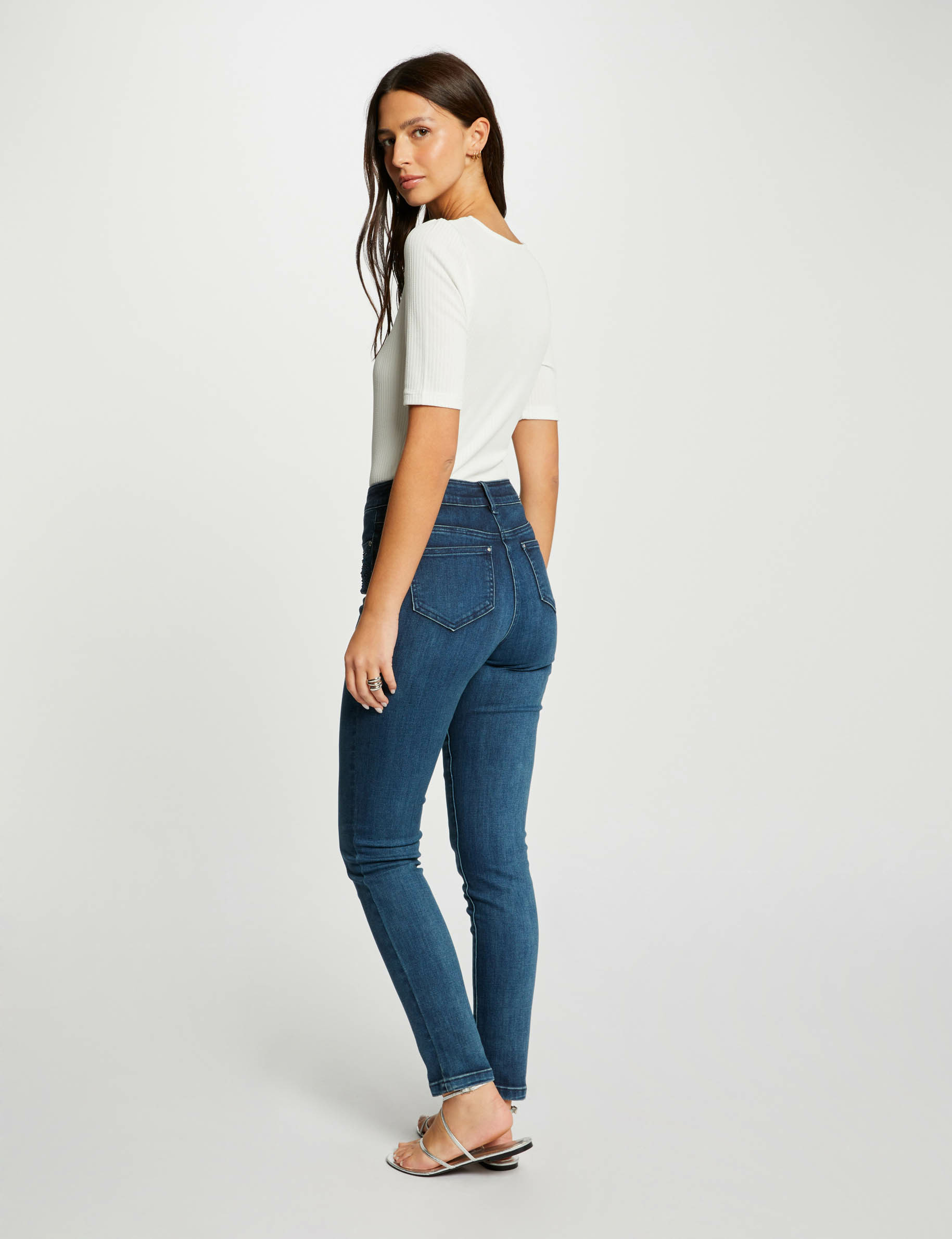 Slim jeans with rhinestones stone denim ladies'