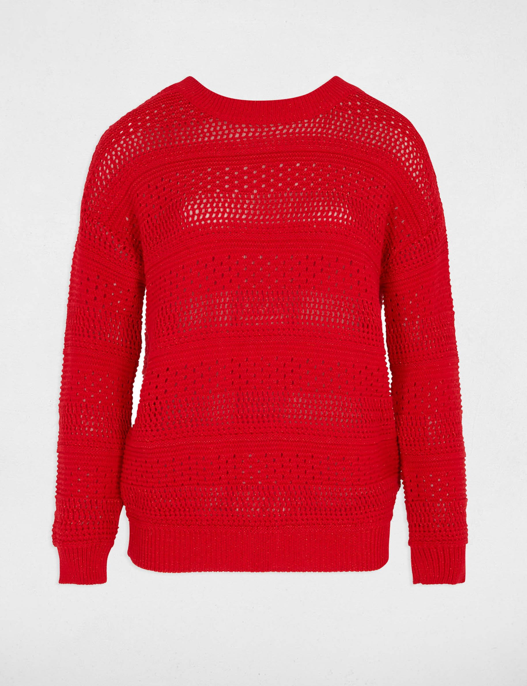 Openwork jumper long sleeves red women